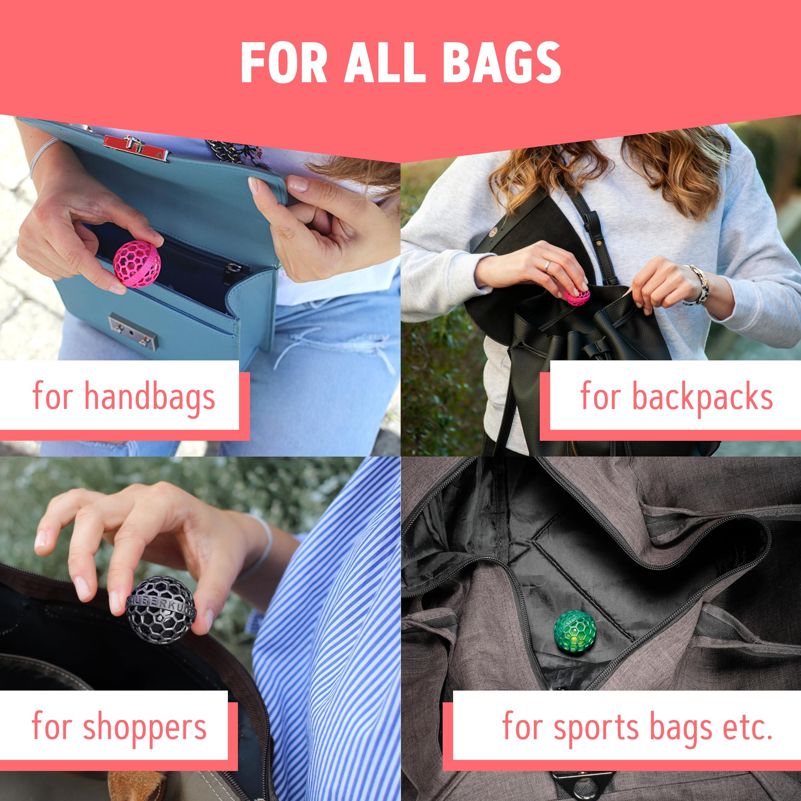 The Clean Ball - Smart Cleaning Solution for Purses, Bags, Backpacks & School Bags (Black) | Perfect for Home, Office & Travel Organization