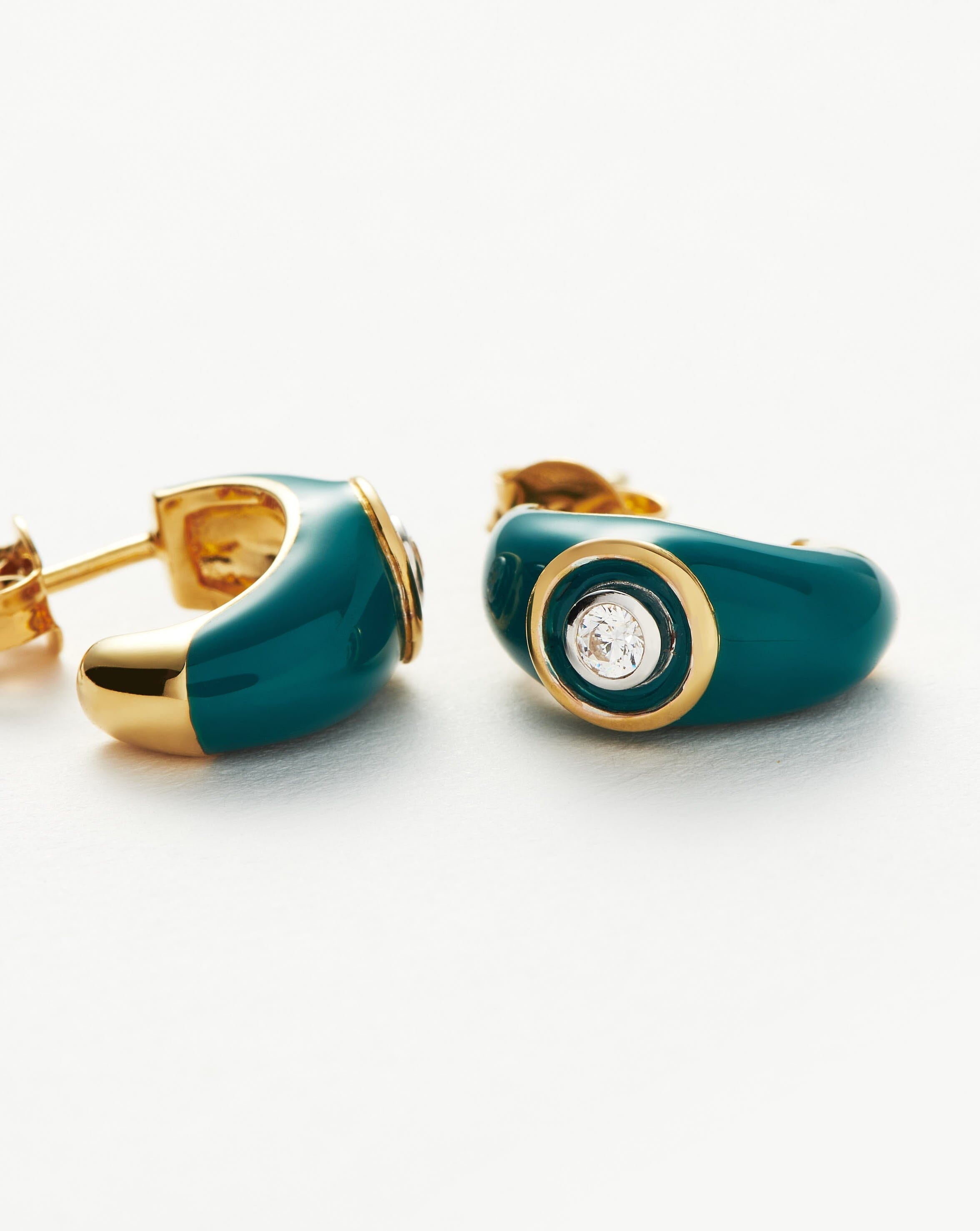 Stylish Enamel & Stone Dome Small Hoop Earrings for Women - Trendy Boho Jewelry for Everyday Wear & Special Occasions