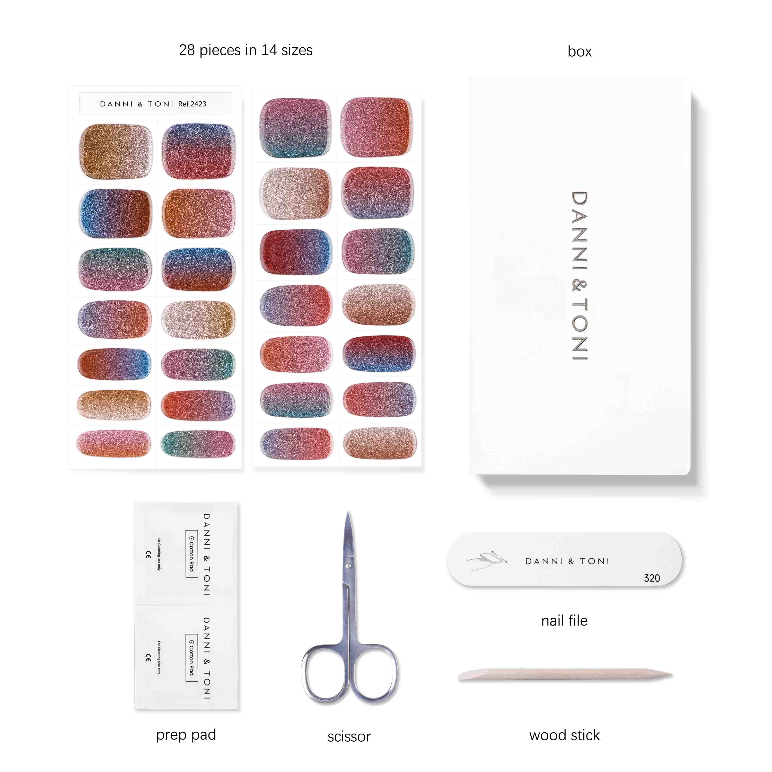 Twilight Shimmer Semi Cured Gel Nail Strips - Long Lasting DIY Nail Art Kit for Home Manicure | Perfect for Parties, Weddings & Special Occasions