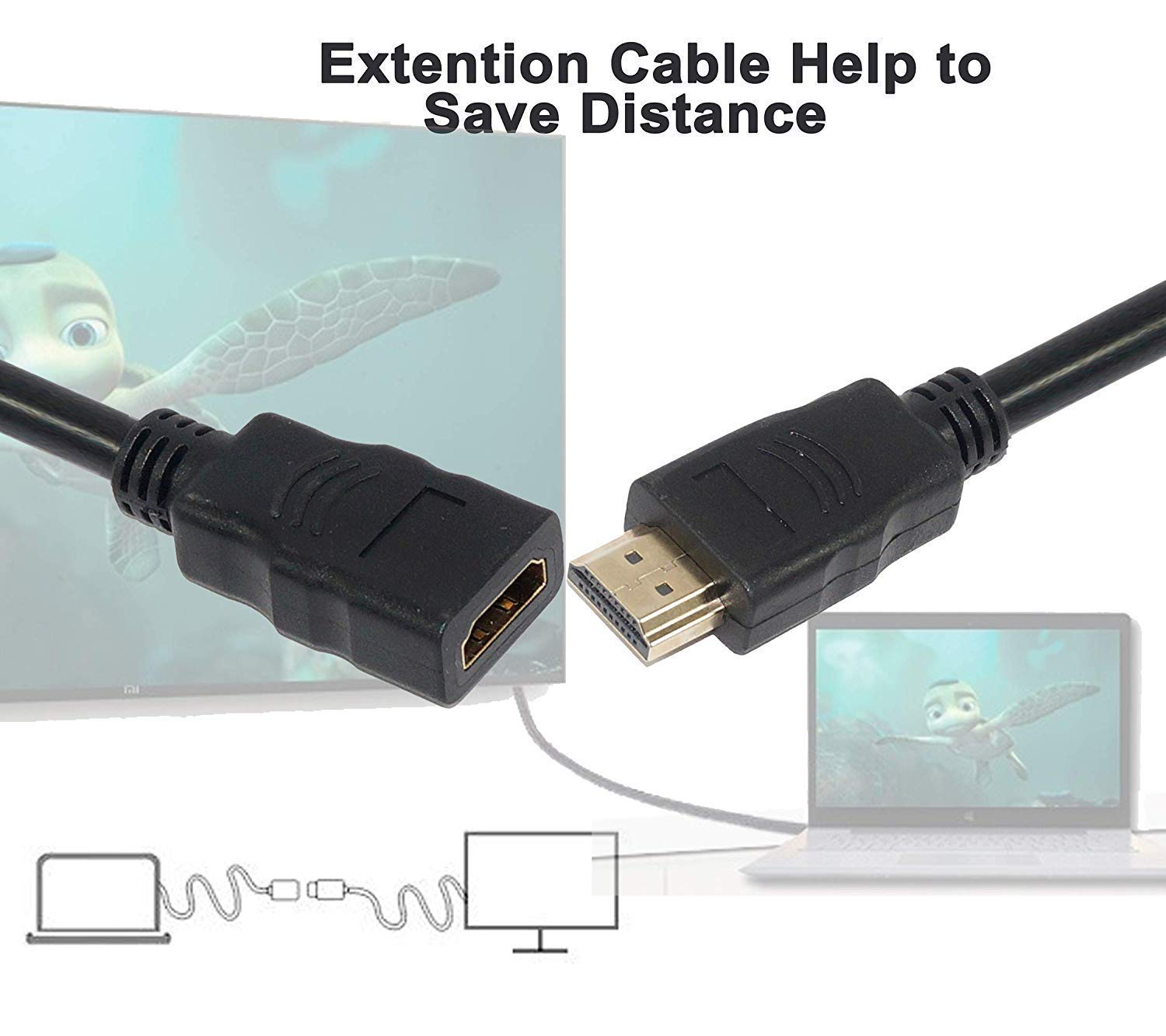 Diktmark 1.5M High Speed Gold Plated HDMI Male to Female Extension Cable - 4K 60Hz, Ethernet, ARC - Compatible with Fire TV Stick, PS3/PS4, Laptop, PC, Monitor - Perfect for Home Theater, Gaming & Office Setup