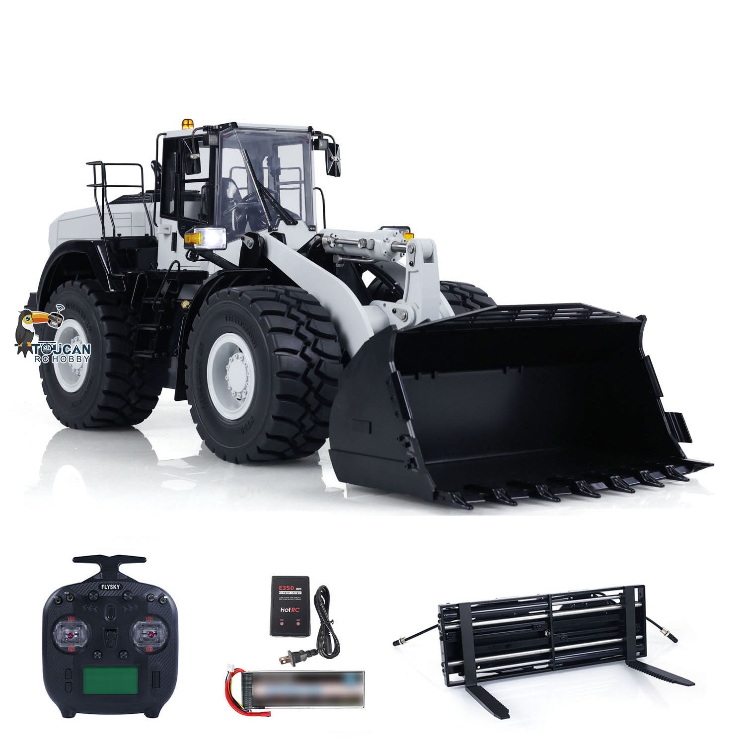 1/14 Scale RC Hydraulic Loader WA480 - Electric Construction Toy with Quick Coupler, Fork & Bucket - Realistic Light & Sound - ST8 Radio Control - Battery Powered for Kids & Adults - Perfect for Construction Site Play, Backyard Fun & RC Enthusiasts