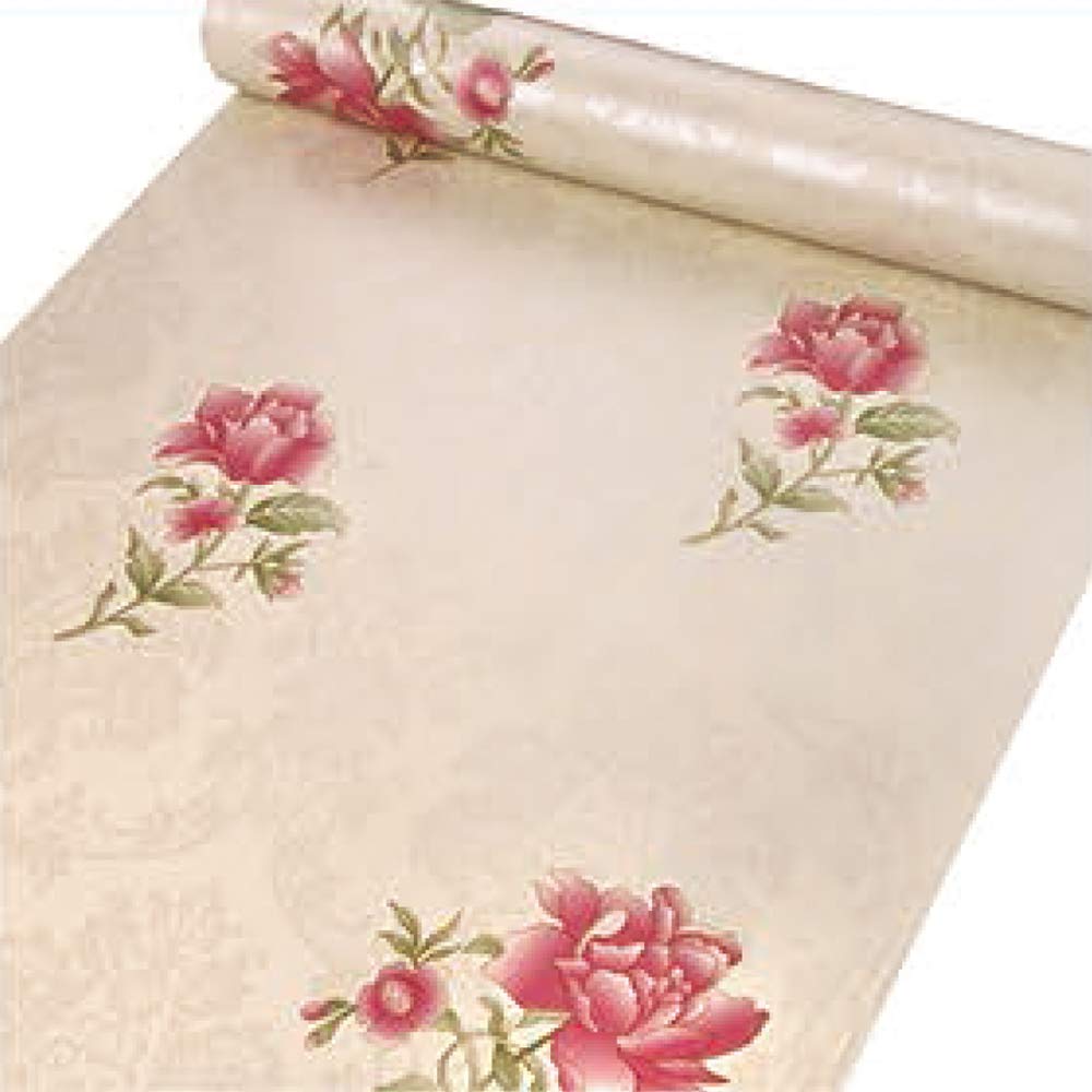 17.8 x 78 Inches Self-Adhesive Shelf Liner - Vintage Peony Damask Drawer Liner for Kitchen Cabinets, Dressers, Shelves | Non-Slip Waterproof Shelf Paper for Home Organization & Decoration