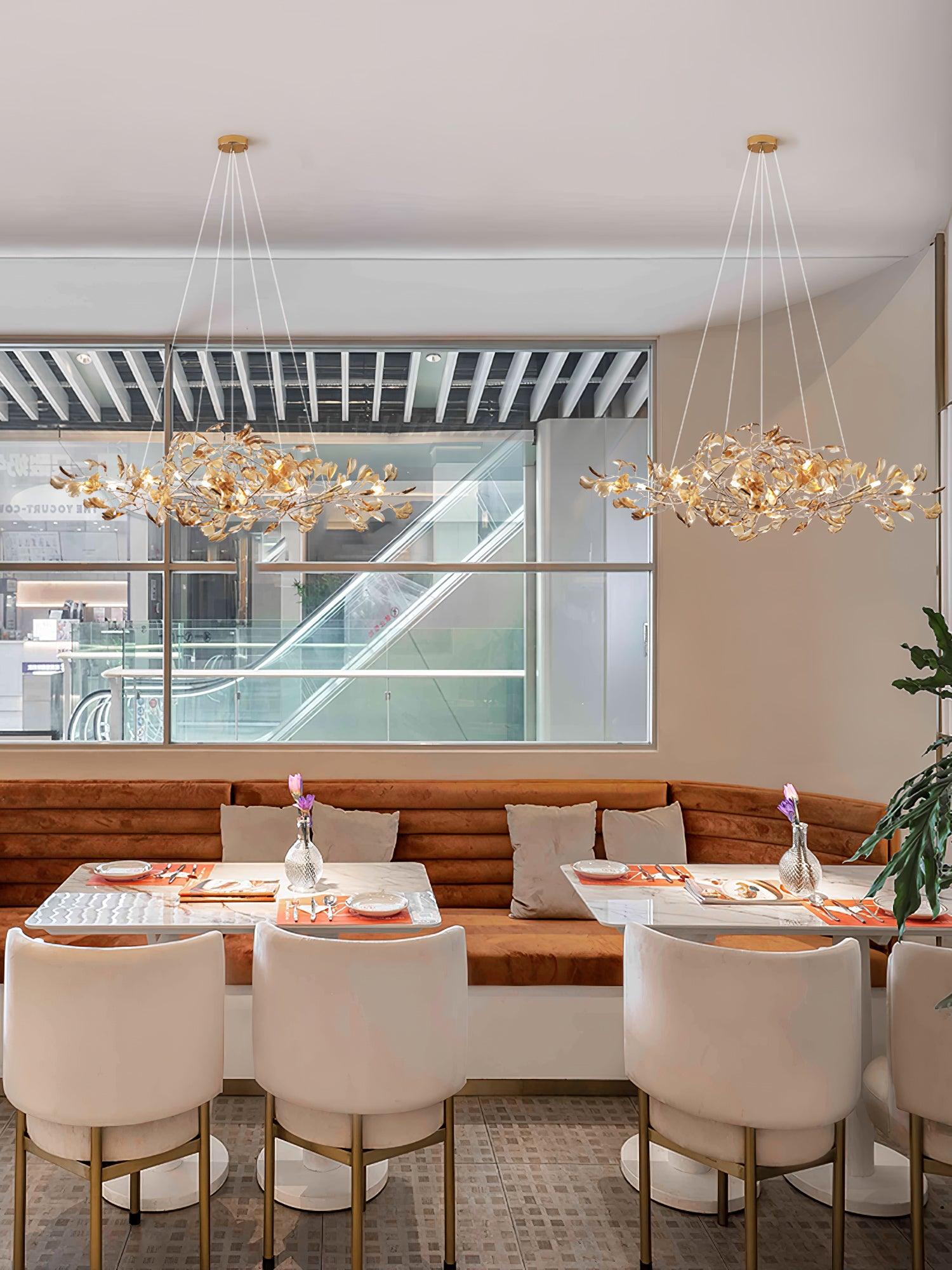 Modern Acrylic Ginkgo Leaf Chandelier - Elegant Gold Finish Ceiling Light Fixture for Dining Room, Living Room & Bedroom Decor