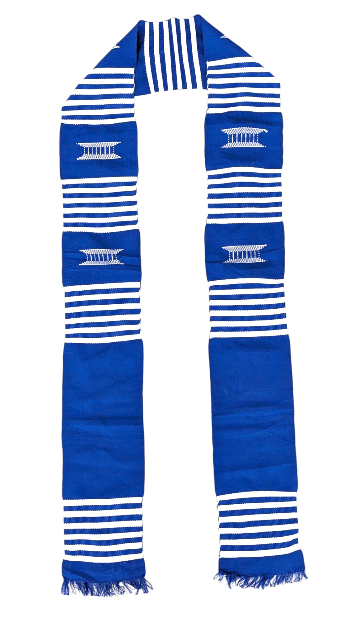Custom African Kente Cloth Sash Stole - Sky Blue & White Authentic Ghanaian Kente Scarf for Weddings, Graduations & Cultural Events | Dupisie's Ankofa Collection DPS251CZ
