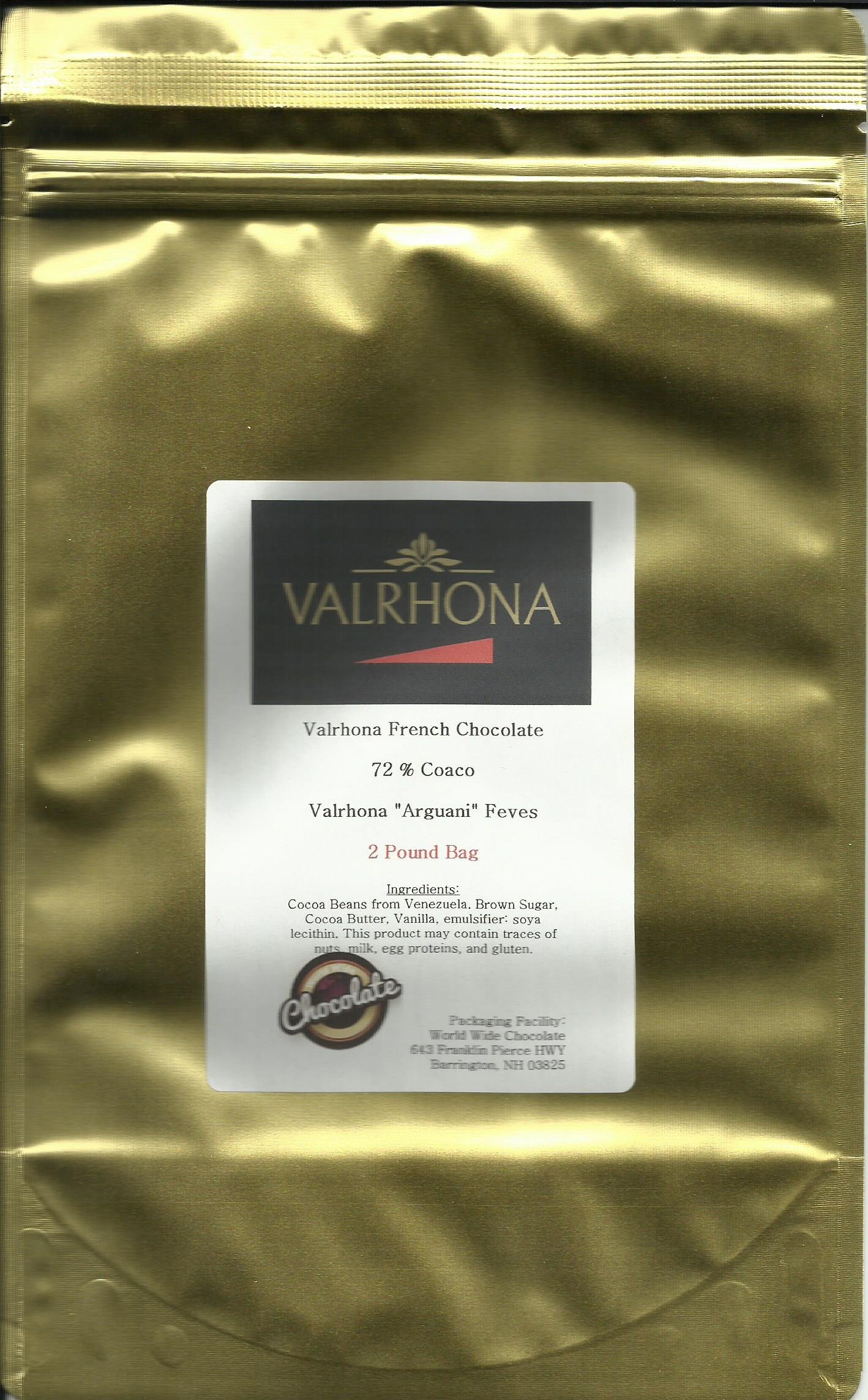 Valrhona Araguani 72% Dark Chocolate Feves - 2 lb Bulk Baking Chocolate for Professional Chefs & Home Bakers - Perfect for Desserts, Pastries & Hot Chocolate