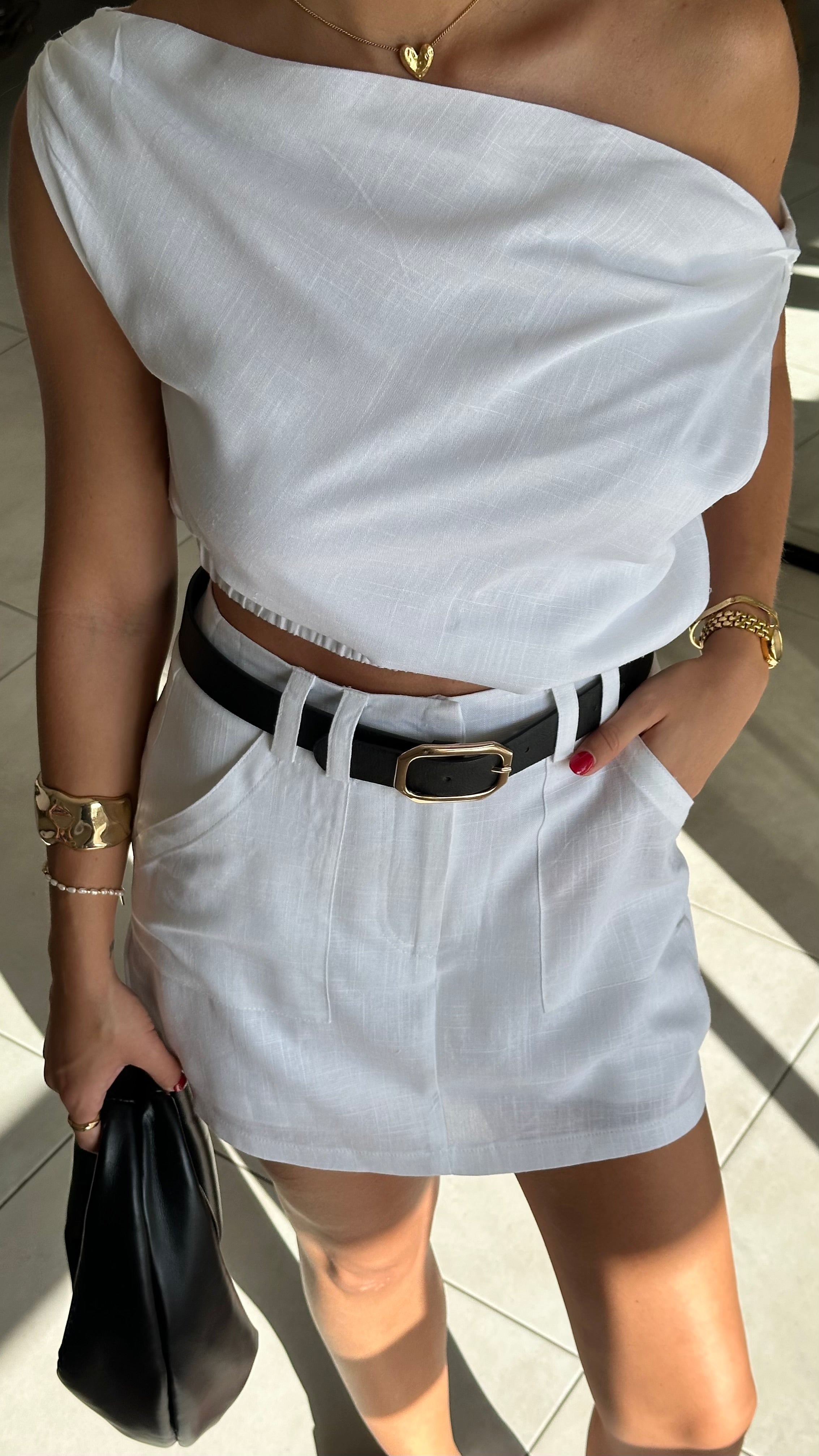 Charla Mini Skort for Women - White Tennis Skirt with Built-in Shorts | Perfect for Tennis, Golf, Running & Workout | Comfortable & Stylish Activewear