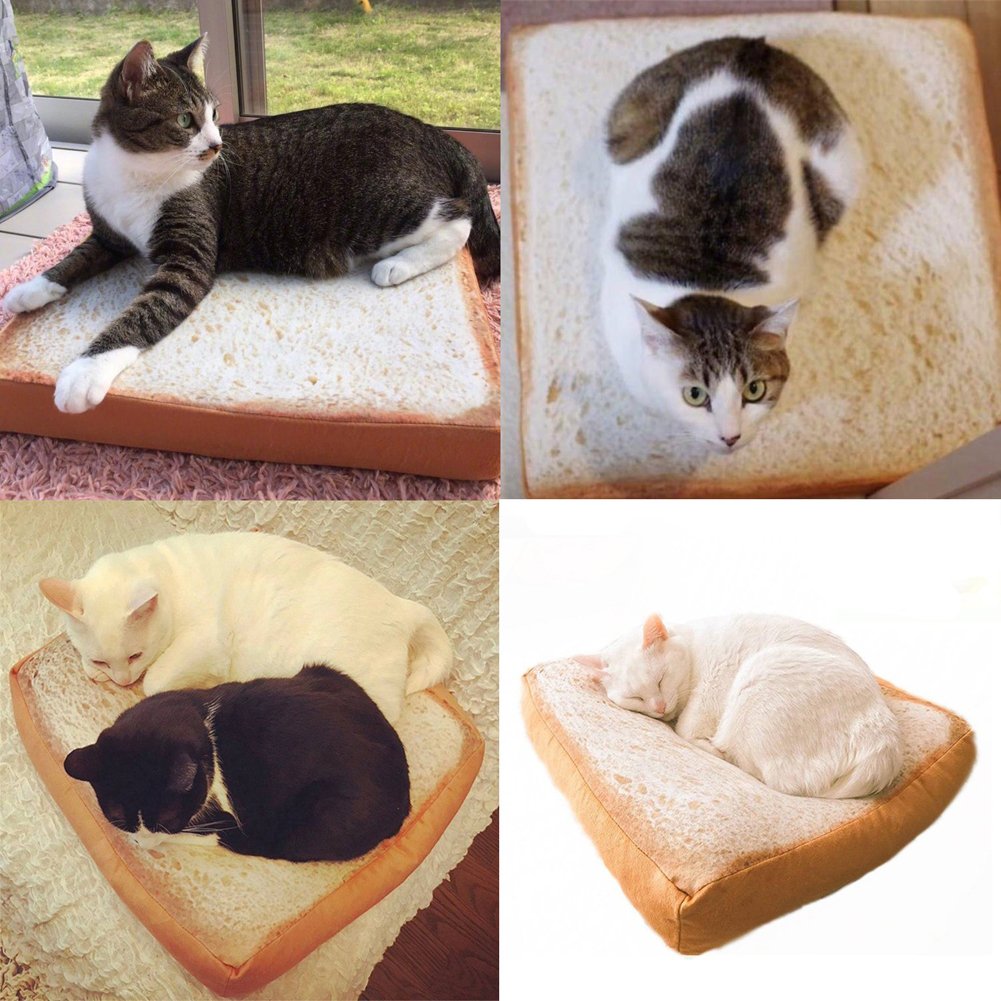 **Soft Cat Cushion Bed - Cozy Pet Mattress for Small & Medium Dogs & Cats - Plush Toast-Shaped Bedding Pad for Sleeping, Resting & Play (15.7