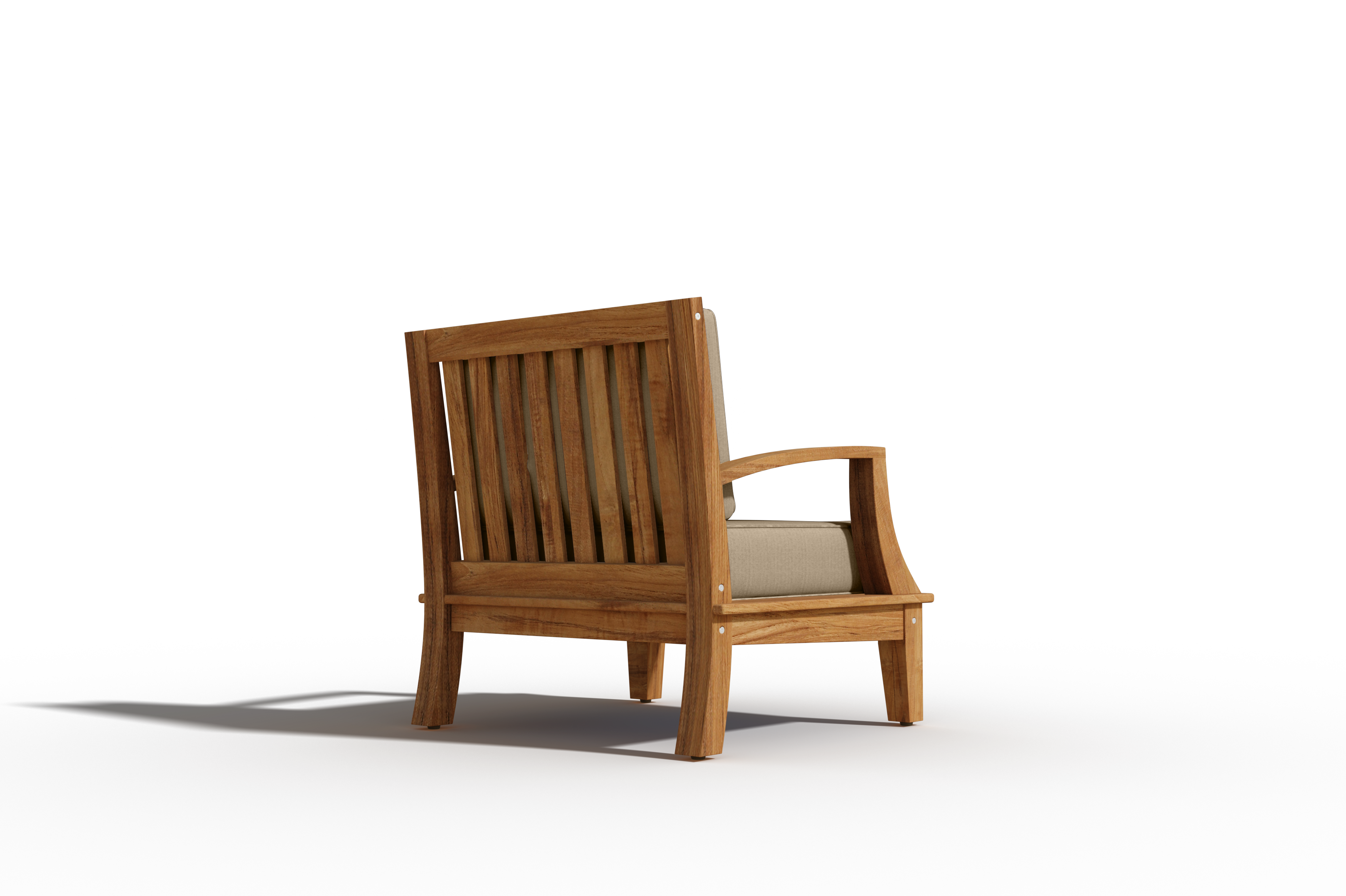 Premium Eliane Teak Outdoor Club Chair with Sunbrella Fawn Cushion - Weather-Resistant Patio Furniture for Garden, Poolside & Deck Relaxation