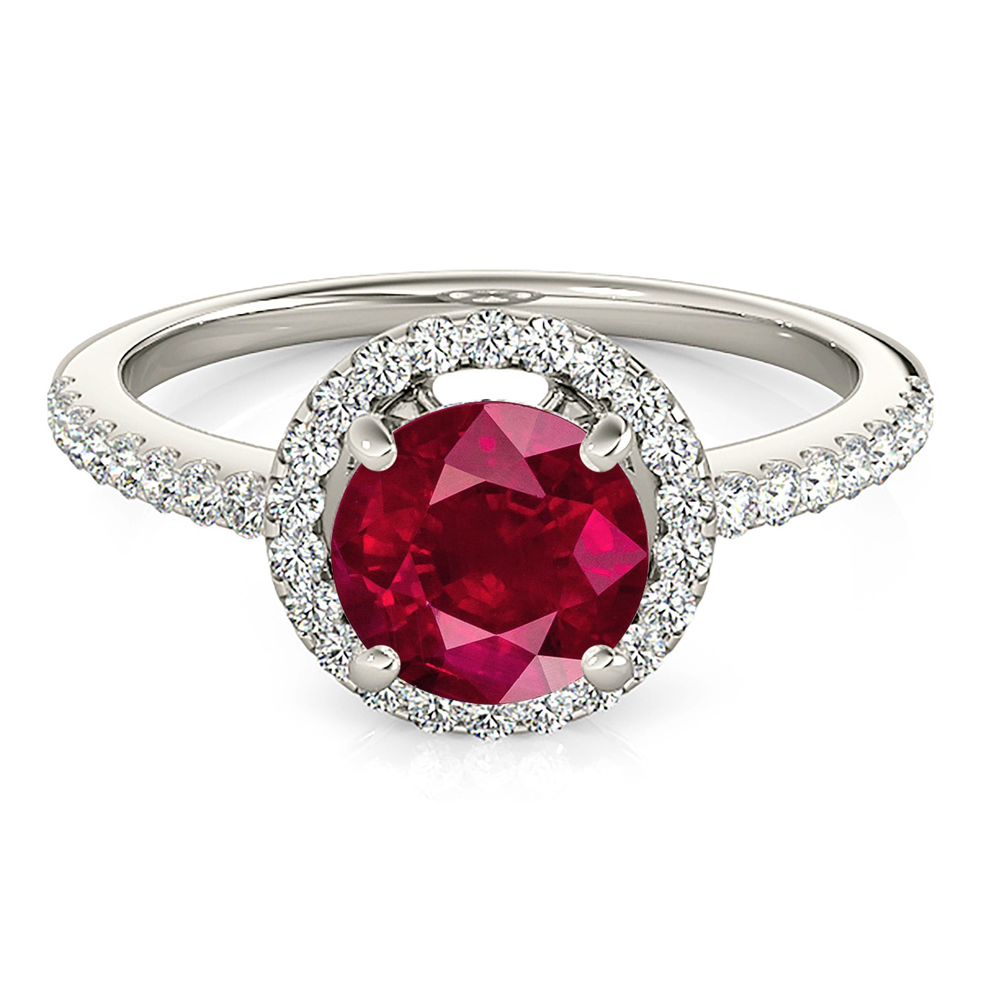 2.35 Carat Genuine Ruby Ring with Delicate Halo & Thin Band - Elegant Wedding, Engagement, Anniversary Gift for Her