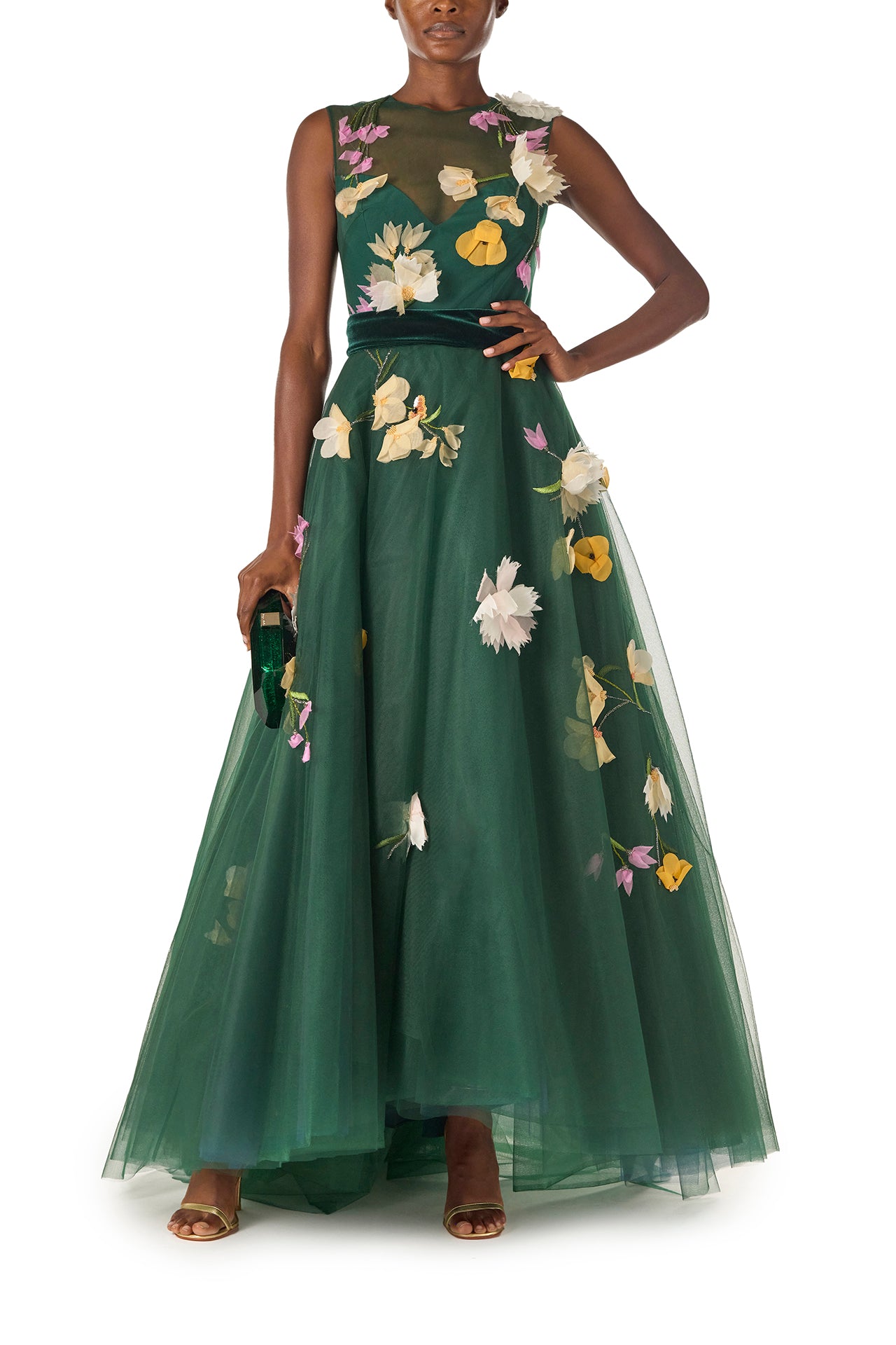 Elegant Floral Tulle Ball Gown - Princess Wedding Dress for Bridal, Prom, Quinceañera & Formal Events