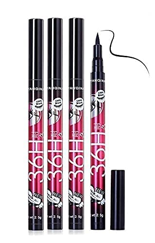 KAARM 36H Waterproof Liquid Eyeliner Pencil - Long Lasting Smudge Proof Black Eyeliner (Pack of 4) | Perfect for Daily Makeup, Party Looks & Professional Use