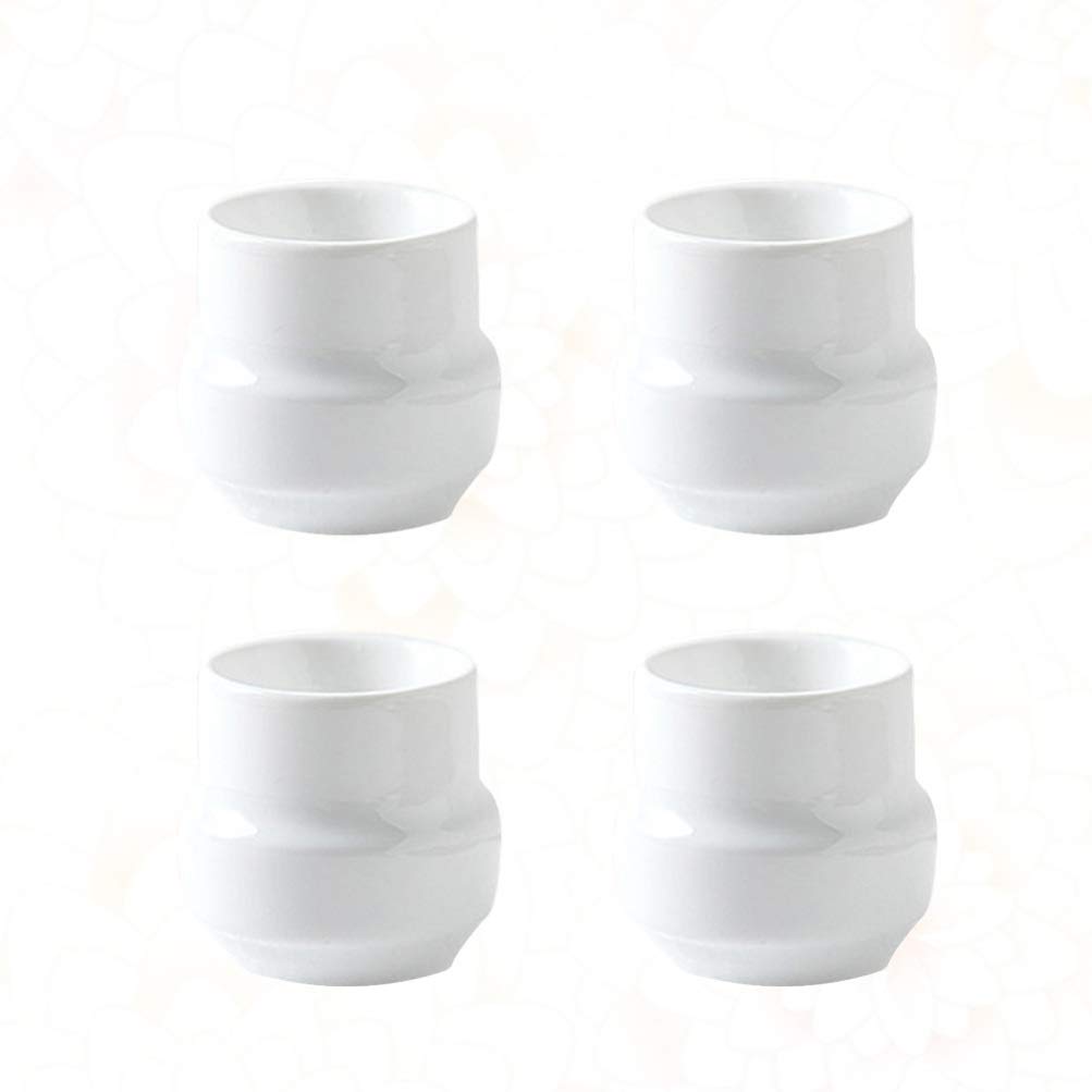 Hemoton 4-Piece Ceramic Egg Plate Set - Porcelain Egg Cups, Breakfast Egg Stand & Storage Rack - White Tableware for Restaurants, Home Dining & Brunch Scenes