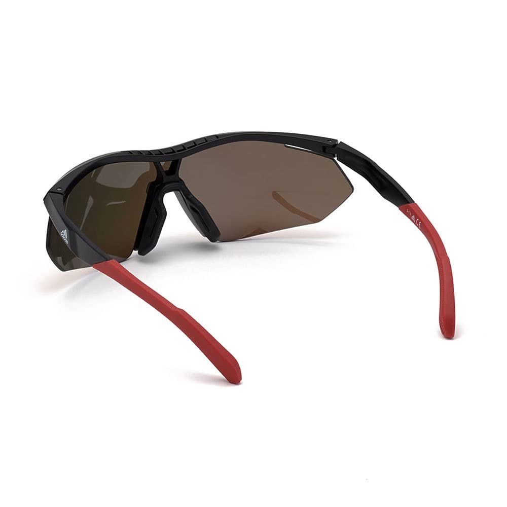 Adidas Sport SP 0016 01L Polarized Sunglasses - Shiny Black Frame with Roviex Mirror Lenses for Running, Cycling & Outdoor Activities