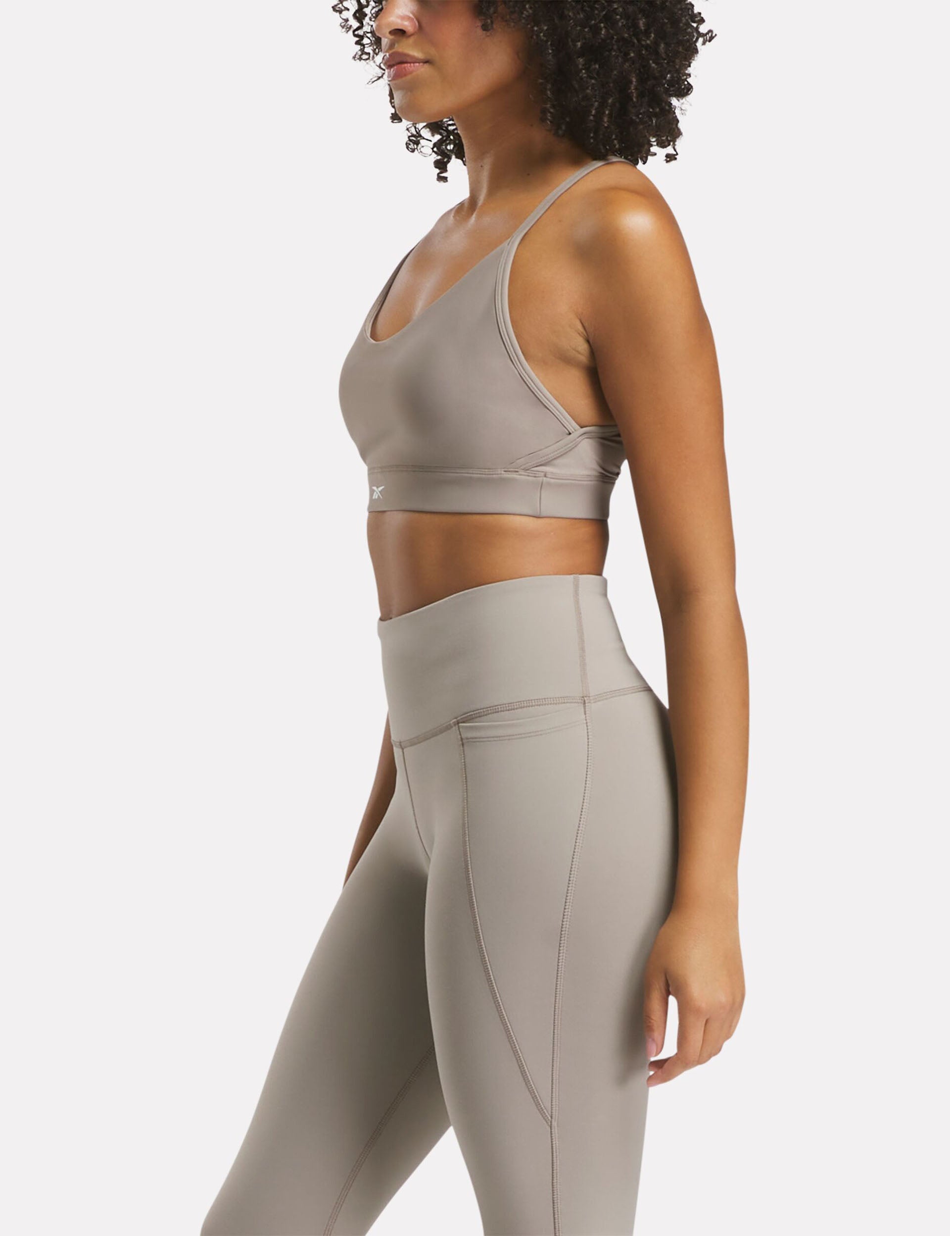 Lux Strappy Sports Bra - Gritty Grey - High Support Workout Top for Running, Yoga & Gym