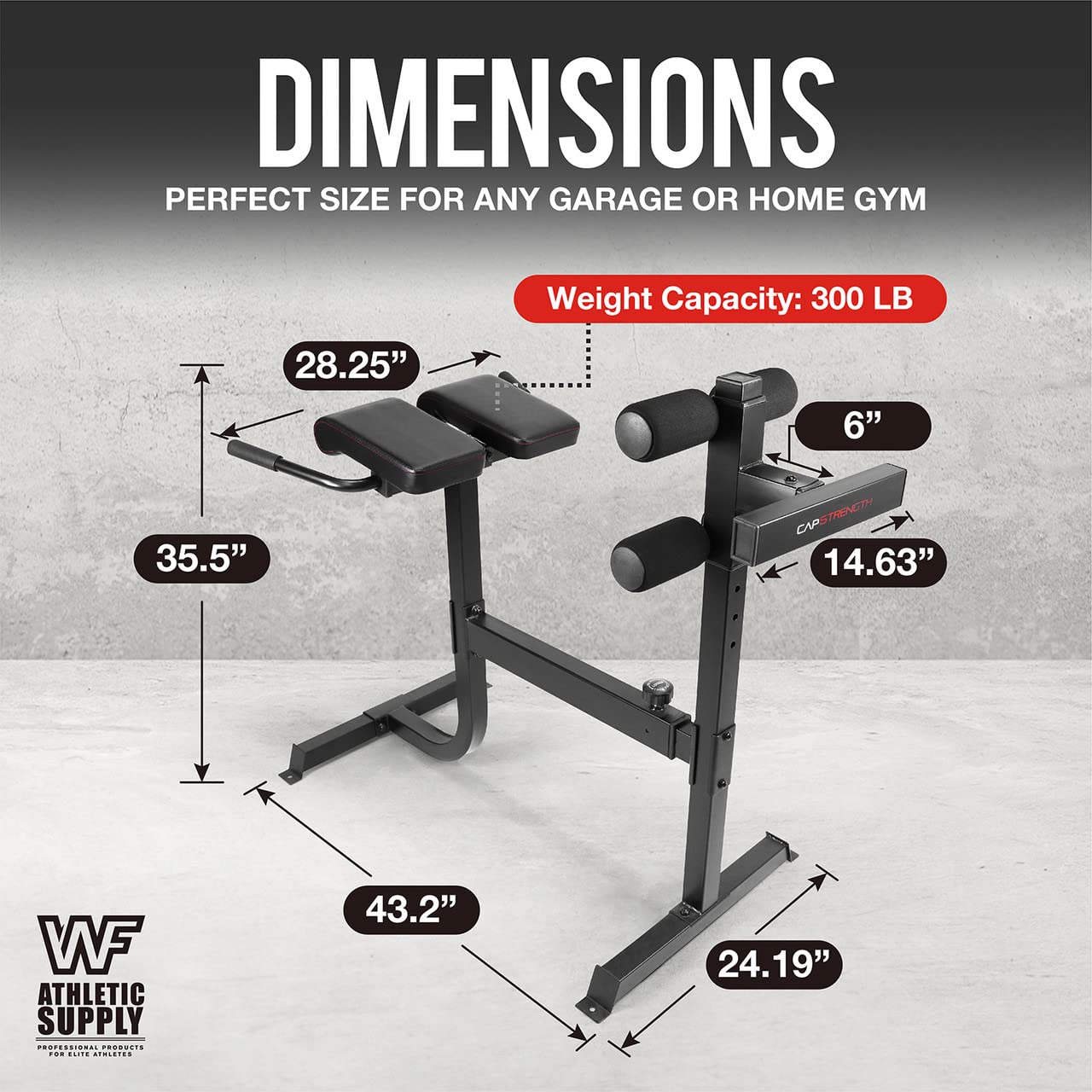 WF Athletic Supply 45/90 Degree Adjustable Roman Chair with Handle - Hyperextension Ab Bench for Core & Back Strength Training - Multi-Functional Fitness Weight Bench for Full Body Workout - Perfect for Home Gym, CrossFit & Strength Training