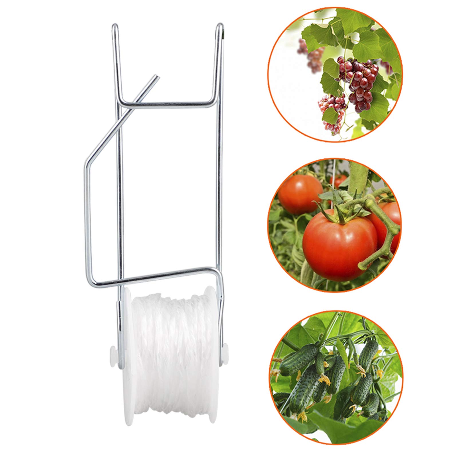 Firlar 10 Pack Tomato Trellis Roller Hooks with 49ft Twine - Heavy Duty Iron Plant Support Hooks for Climbing Vines, Garden Flowers & Vegetables - Perfect for Tomato Plants, Cucumbers & Vertical Gardening