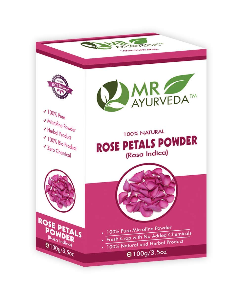 MR Ayurveda 100% Natural Organic Rose Petals Powder for Face & Skin Care – Chemical-Free, 100g | DIY Beauty, Aromatherapy, Herbal Tea, Skincare Routine