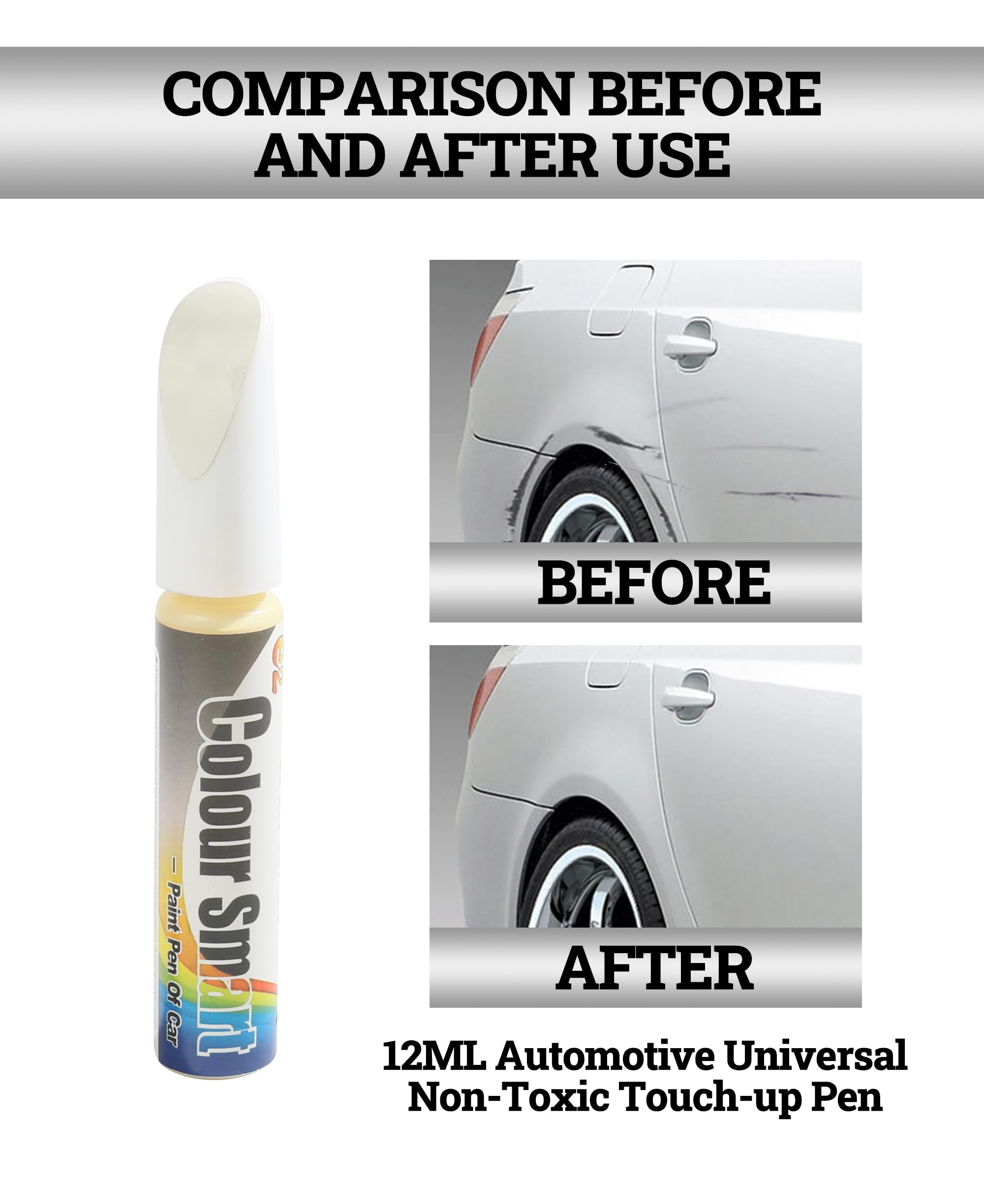 Zlirfy Car Touch Up Paint Pen - Quick & Easy Automotive Scratch Repair Pen for Cars (White) | Perfect for Small Chips, Scratches & Paint Damage | Ideal for DIY Car Maintenance & Touch Ups