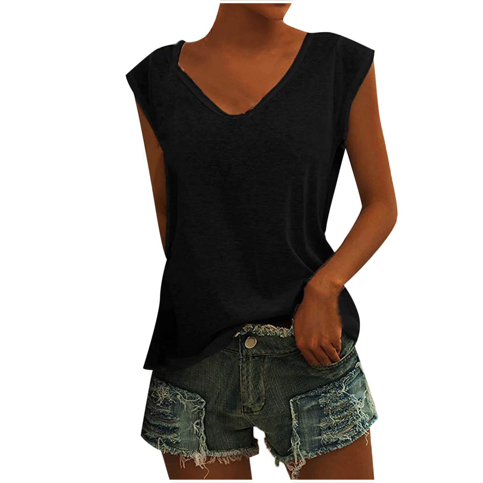 Women's Waffle Knit Sleeveless Tank Tops - 2024 Summer Basic Loose Fitting Camisole for Casual Wear, Beach Outfits & Layering