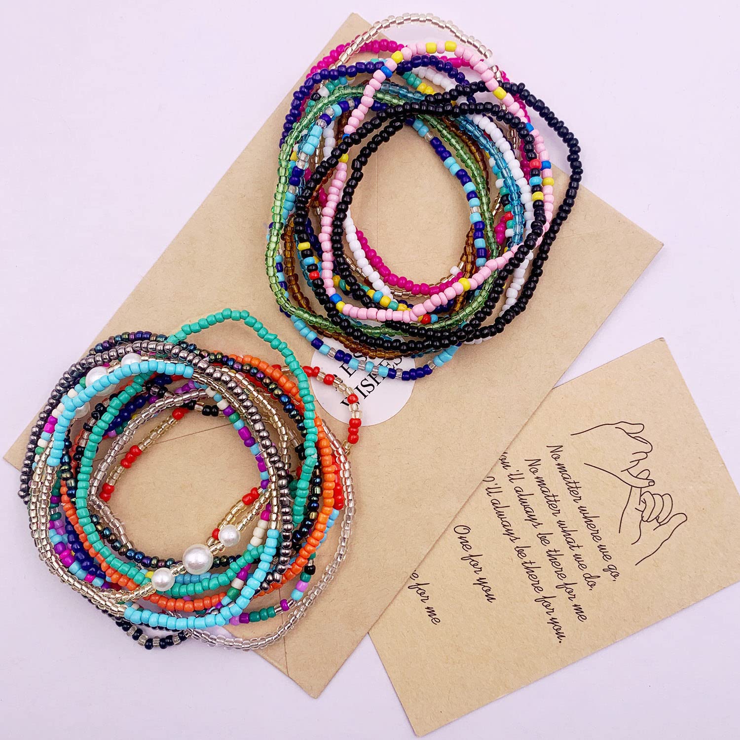 24PCS Boho Beaded Anklets for Women - Handmade Stretch Elastic Beaded Ankle Bracelets with Colorful Beads - Summer Beach Jewelry Gifts for Vacation, Festival & Boho Fashion Accessories