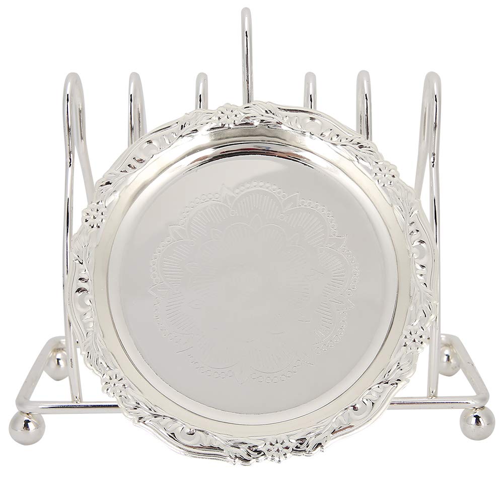 European-Style Zinc Alloy Heat Insulation Coaster Set - White Metal Drink Coasters for Coffee Tables, Restaurants & Home Decor - Protect Furniture from Hot & Cold Beverages