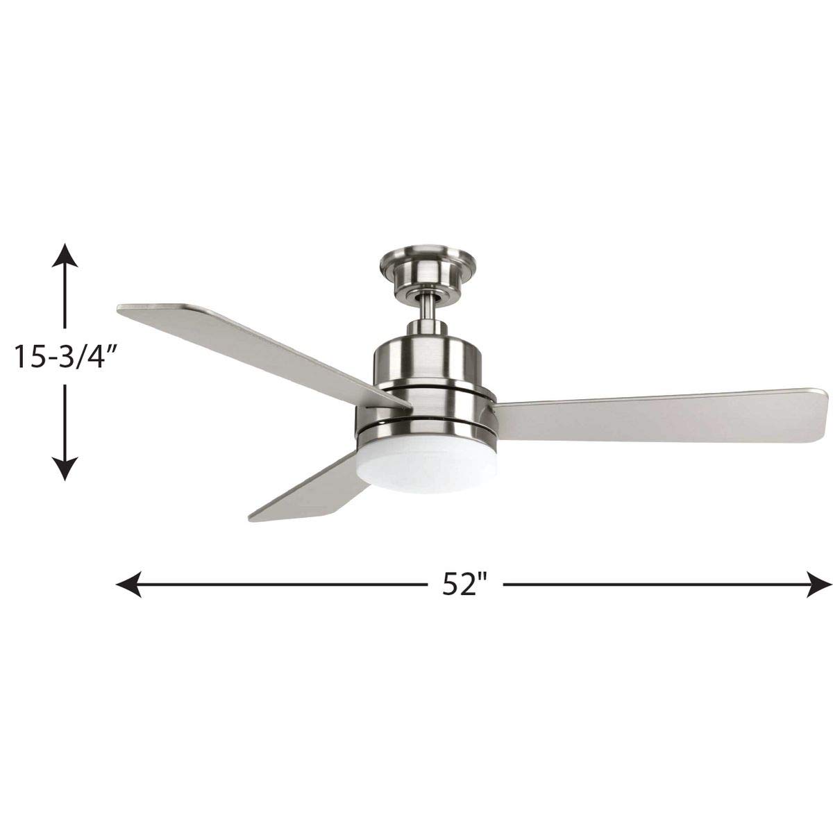 Progress Lighting P2556-0930K Trevina II Ceiling Fan with Light Kit - 52 Inch Brushed Nickel Finish, 15.75