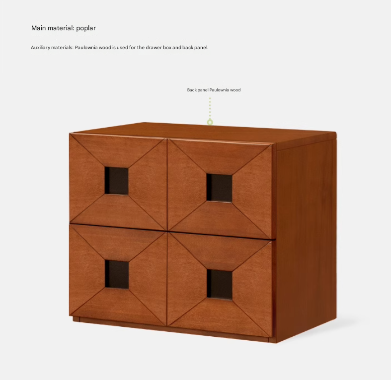 Solid Poplar Wood Modular Side Cabinet - Vintage Style Storage for Living Room, Bedroom & Office