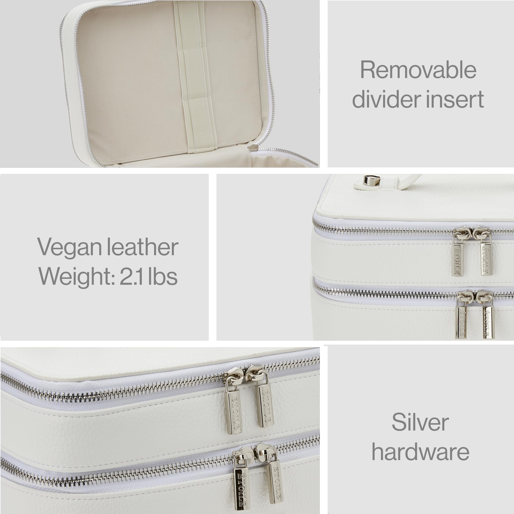 ETOILE Large Travel Makeup Bag with Mirror & Divider - Perfect for Vanity & Vacation