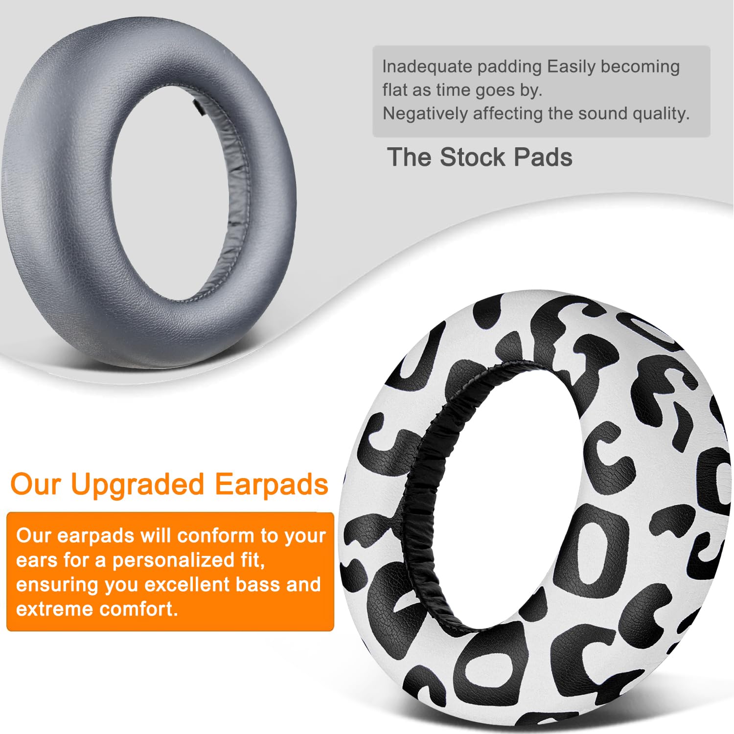 SOULWIT Replacement Protein Leather Earpads for Sony PlayStation 5 Pulse 3D Wireless Headset - Soft Noise Isolation Foam Cushions (Snow Leopard) - Perfect for Gaming, Music & Long Wear Comfort