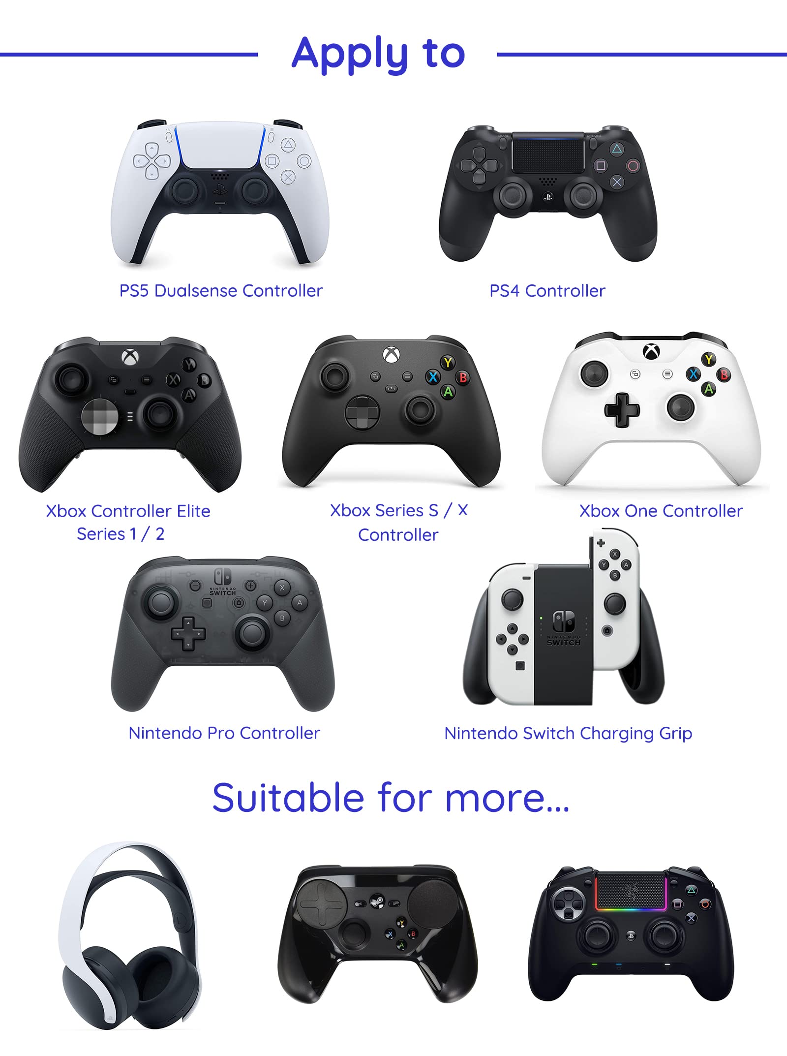 2-Pack Self-Adhesive 3M Universal Headphone/Controller Holder - No Screws Needed for Xbox One/Series S X, PS5, PS4 - Perfect for Gaming Setup & Wall Organization (White)