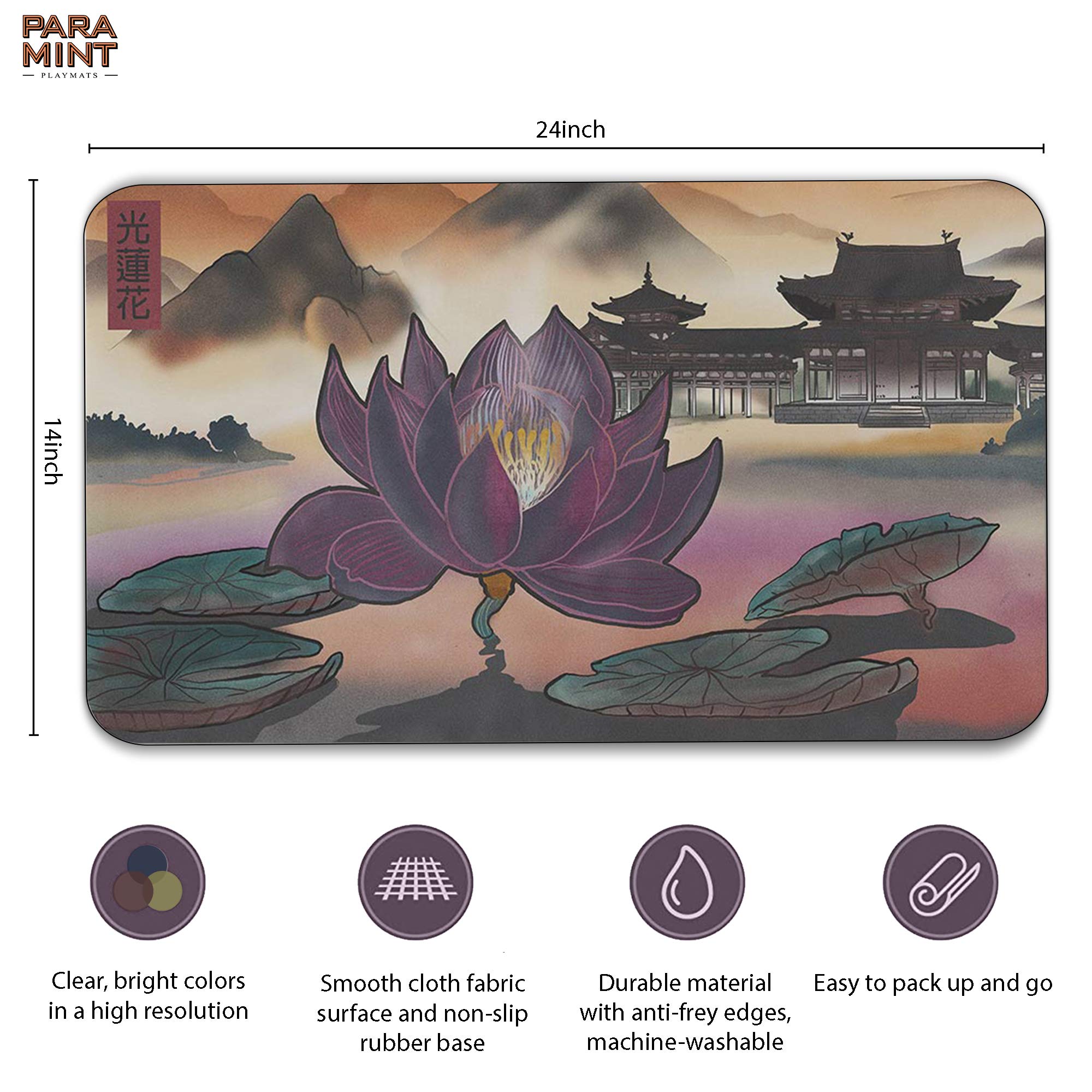 Light Lotus Stitched MTG Playmat - Magic The Gathering Game Mat for MTG, YuGiOh & TCG - Premium Original Art Design | Perfect for Tournaments, Casual Play & Card Protection