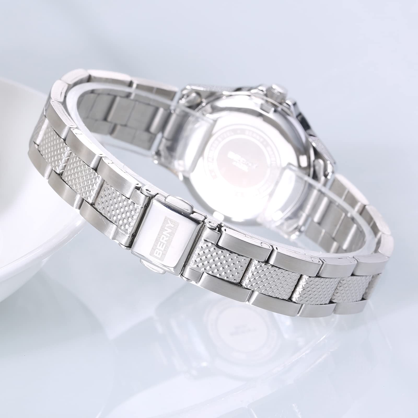 BERNY Women's Watches with Stainless Steel Band - Japanese Quartz Movement, 28mm Case - Elegant Dress Watch for Office, Party & Everyday Wear