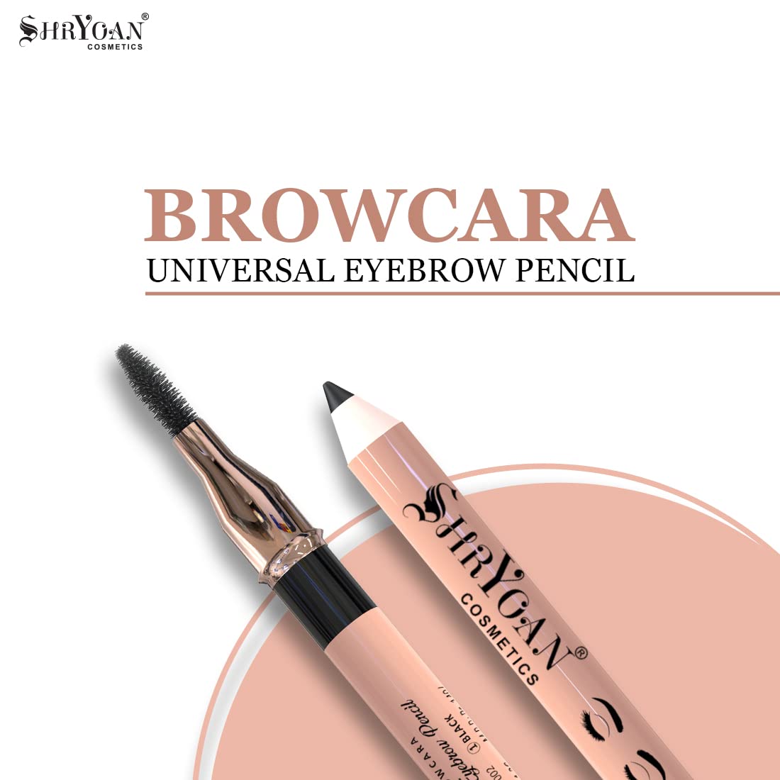Shryoan Universal Eyebrow Pencil - Waterproof & Smudge-Proof with Shimmery Finish, Lasts 12 Hours - Perfect for Daily Makeup, Parties & Professional Looks (Black)