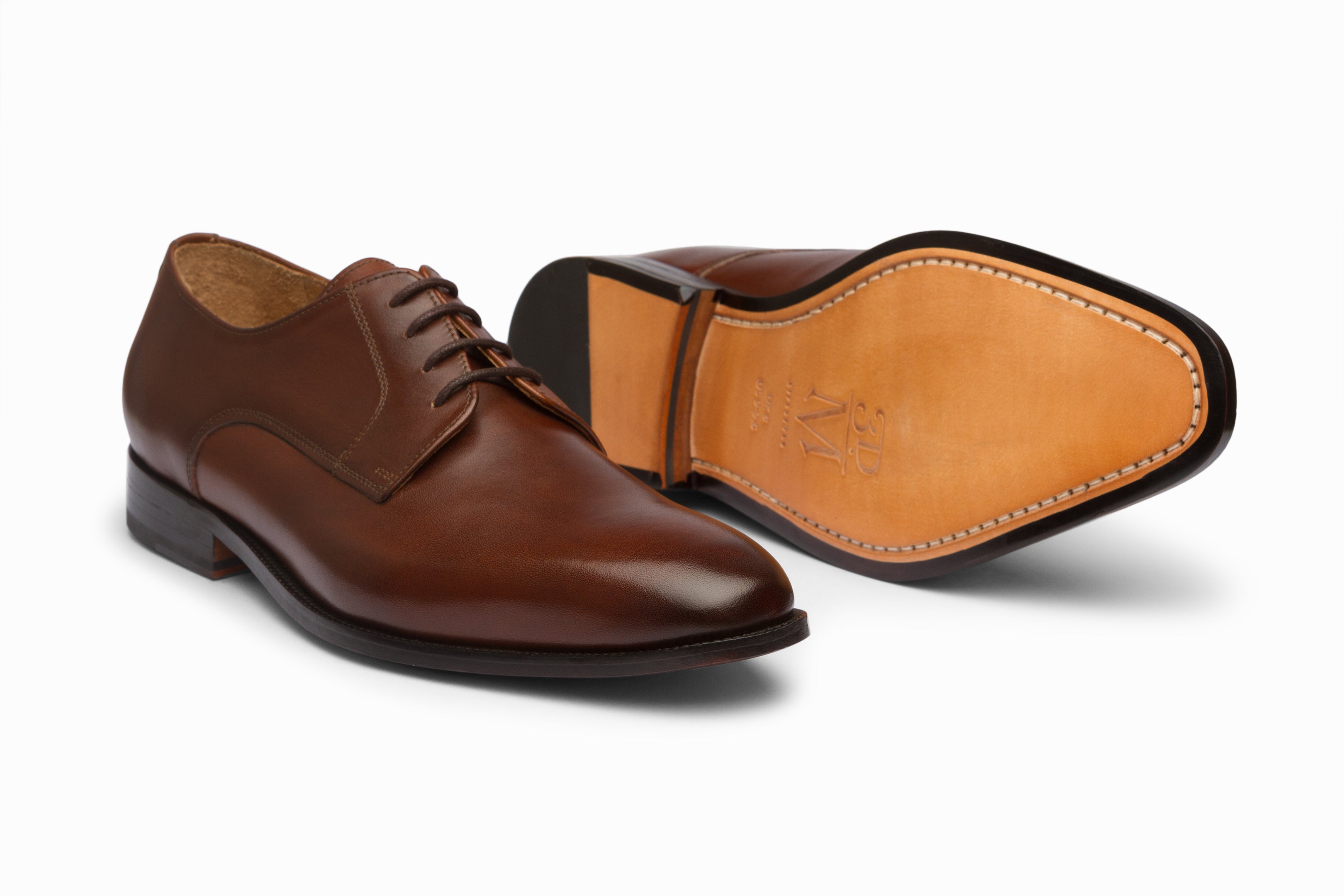 Men's Classic Plain Brown Derby Shoes - Stylish & Comfortable for Business, Casual & Formal Occasions
