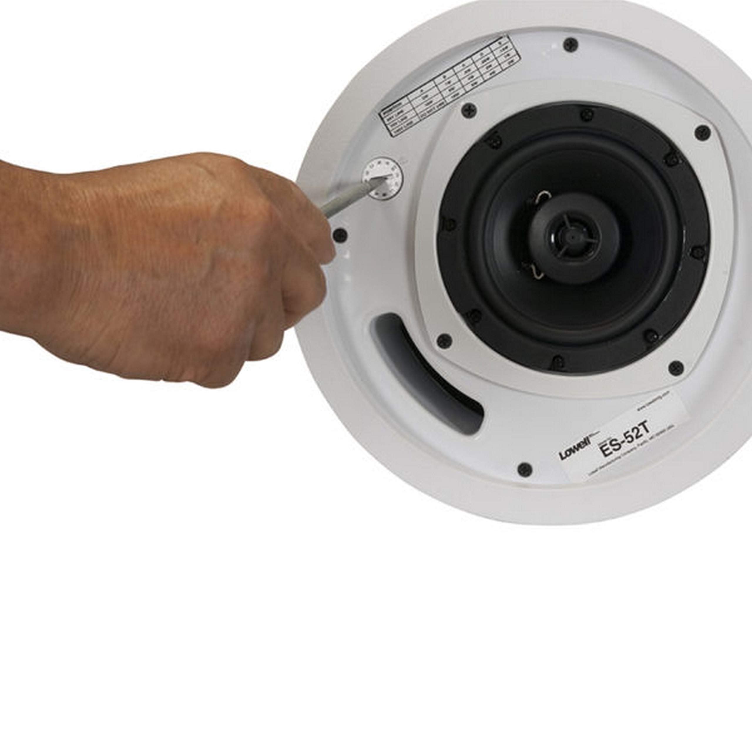Lowell ES-52T 5.25-Inch Coaxial Ceiling Speaker with Transformer - High-Fidelity Sound for Home Theater & Background Music Systems | Includes Grille, Enclosure & Mounting Hardware | Perfect for Living Rooms, Restaurants & Commercial Spaces