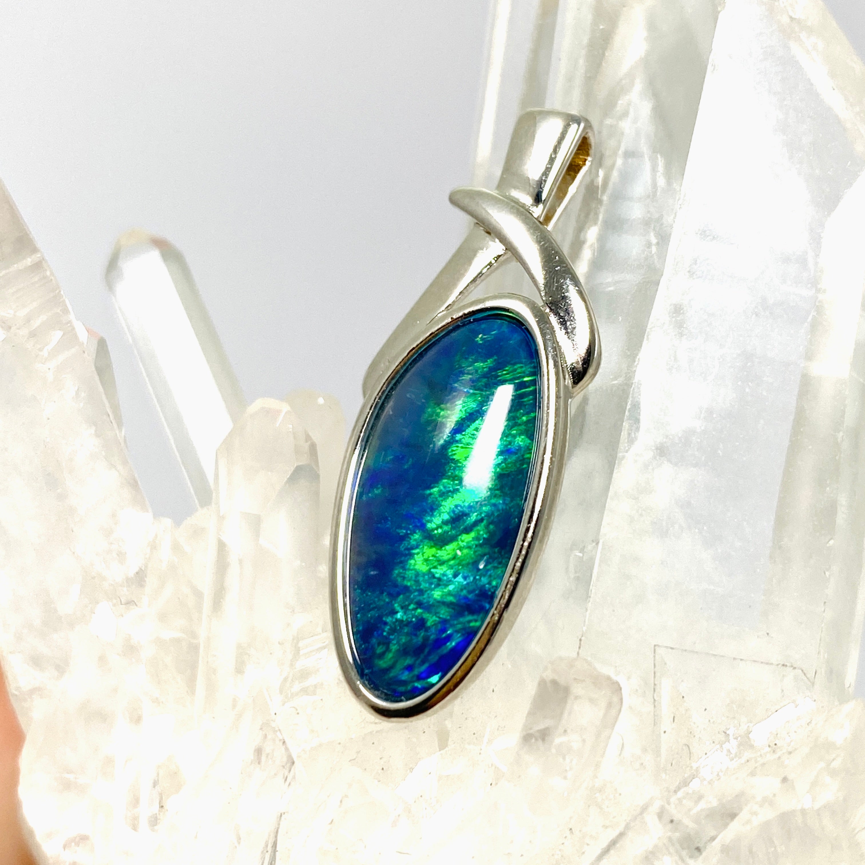 Australian Opal Triplet Freeform Cabochon Pendant in Decorative Sterling Silver Setting - GPJ17 | Elegant Jewelry for Women, Gift for Her, Birthday & Anniversary Present