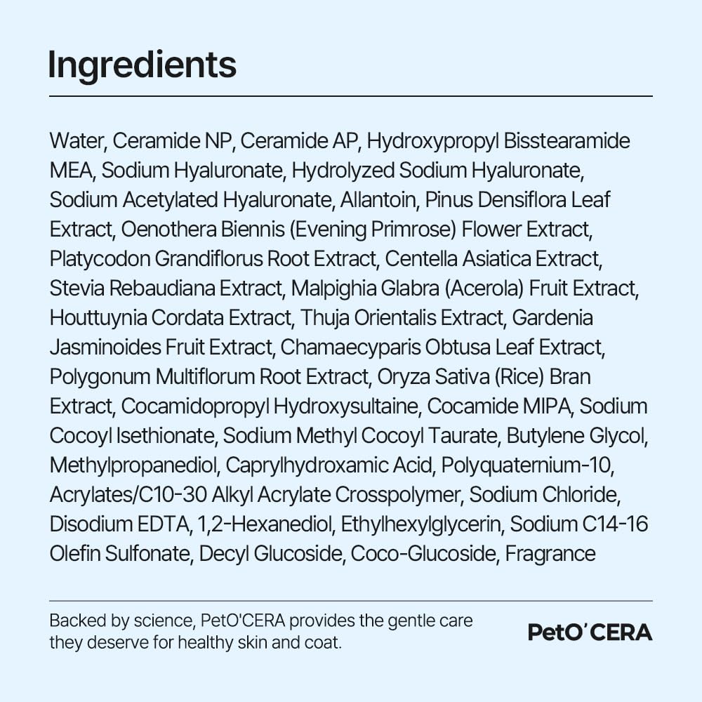 PetO’Cera Dog Shampoo Plus - All-in-One Dog Shampoo & Conditioner for Itch Relief & Moisturizing | Vet Approved, Hypoallergenic | Korean Pet Skin Care (16.9 fl oz/500ml) | Perfect for Sensitive Skin, Dry Coat & Allergy-Prone Dogs