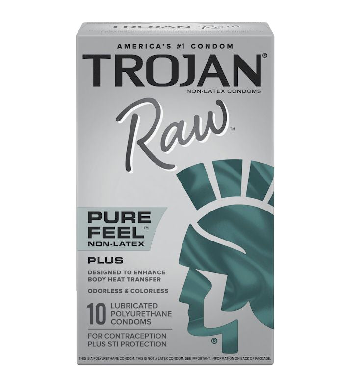 Trojan Raw Pure Feel Non-Latex Condoms - Ultra Thin for Enhanced Sensitivity & Pleasure - Perfect for Safe Intimacy & Protection