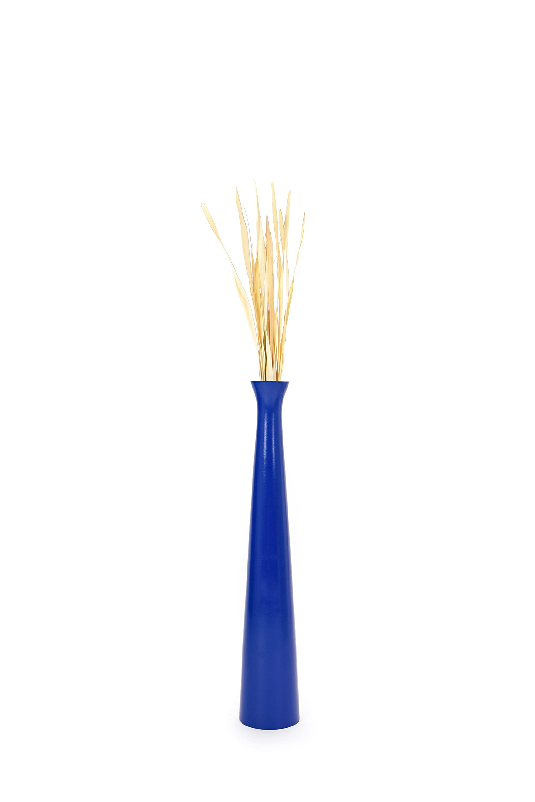 Leewadee 36 Inch Large Blue Wooden Floor Vase - Farmhouse Home Decor for Flowers, Fake Plants & Pampas Grass - Perfect for Living Room, Entryway & Wedding Decor