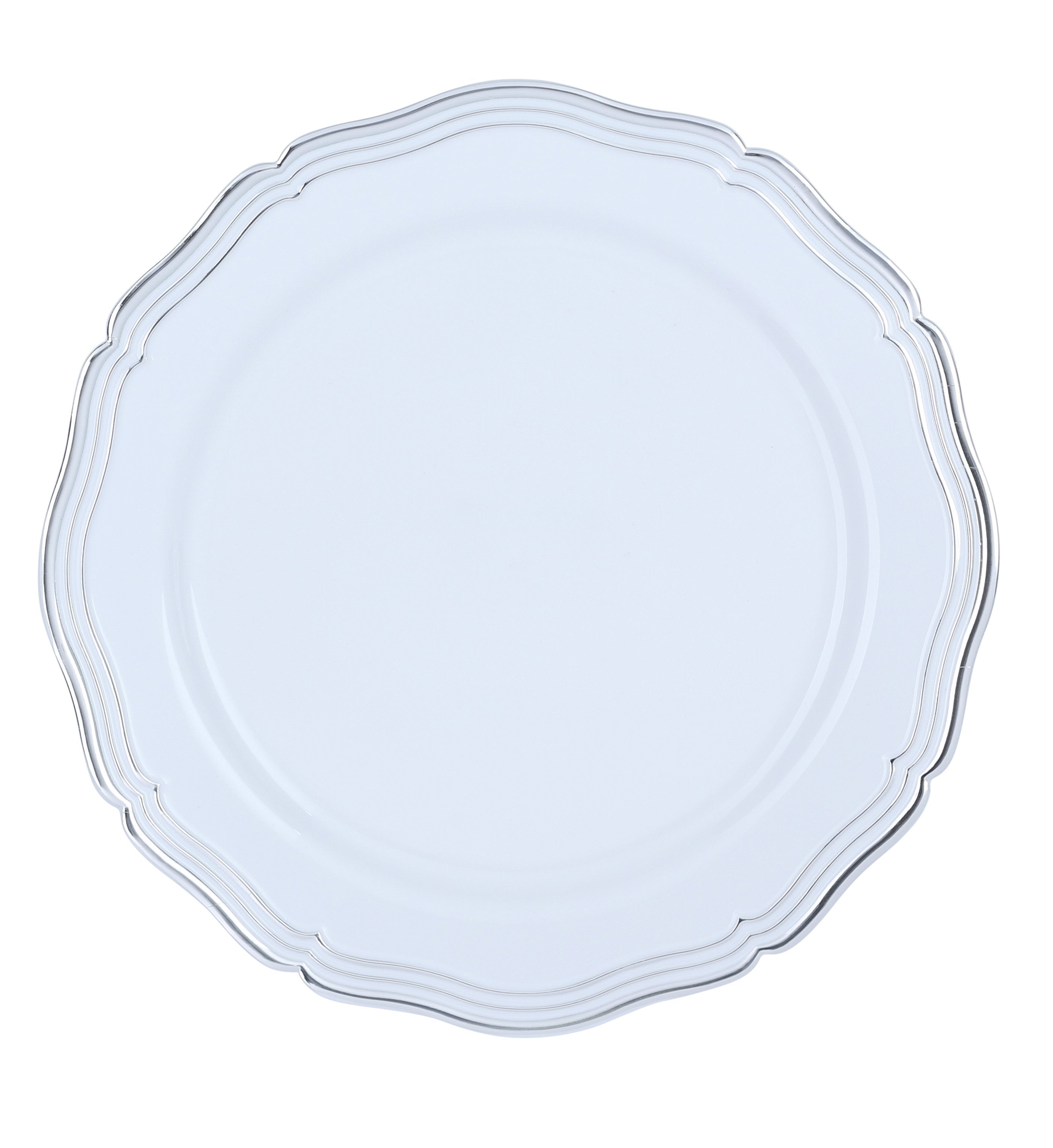 100-Piece White & Silver Round Plastic Dinnerware Set with Silverware - 20 Place Settings - Elegant Disposable Tableware for Parties, Weddings, and Events - Aristocrat Brand