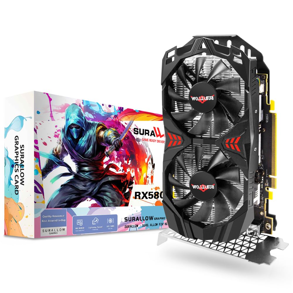 AMD Radeon RX 580 8GB GDDR5 256-bit Gaming Graphics Card with Freeze Fan Stop | 3x DisplayPort & HDMI | PCI Express 3.0 | High Performance PC GPU for Gaming, Streaming & Video Editing | Perfect for Fortnite, Call of Duty & VR Gaming