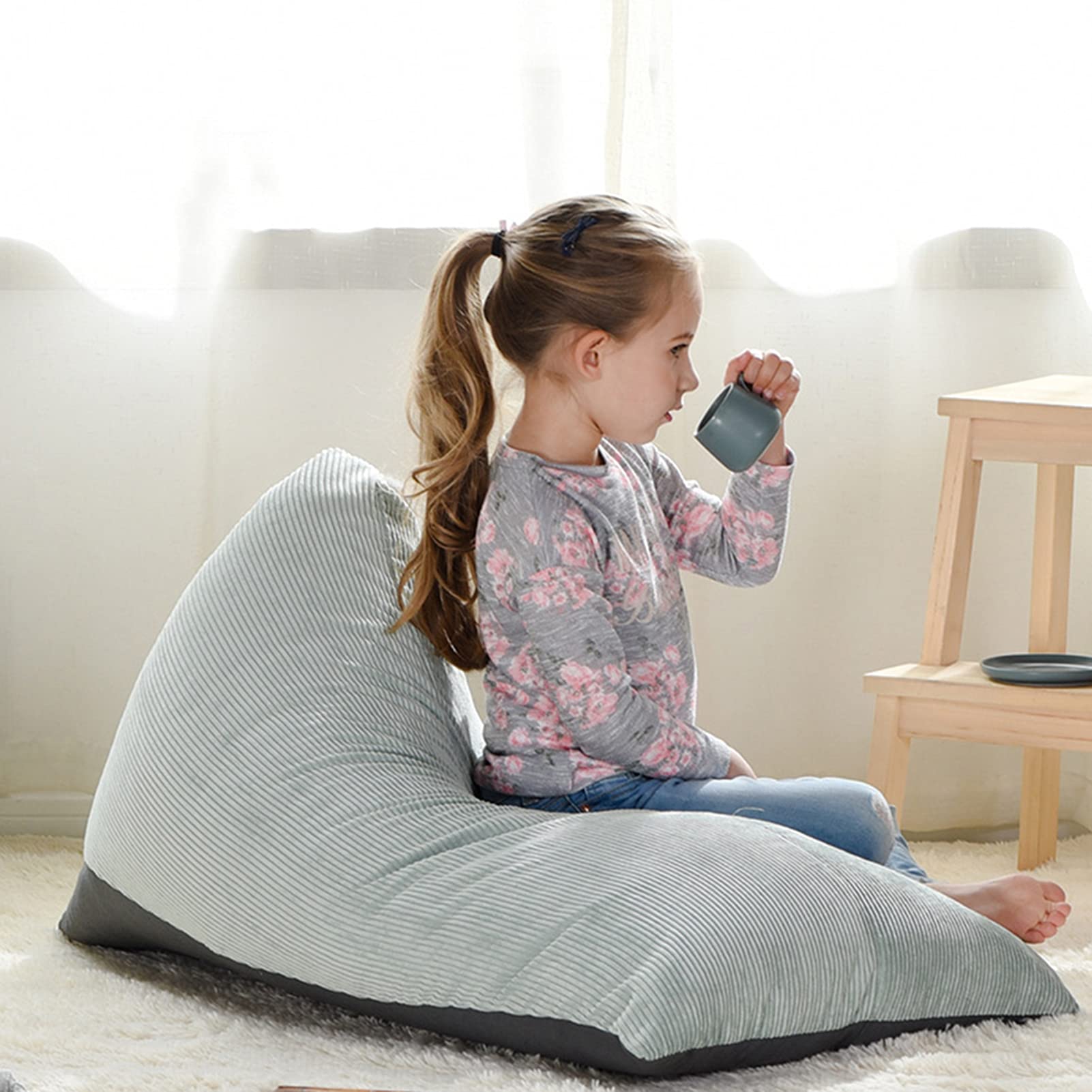 Premium Corduroy Bean Bag Chair Cover for Kids - Soft Storage Organizer for Stuffed Animals & Plush Toys (No Filler Included) - Gray | Perfect for Playrooms, Bedrooms & Reading Nooks