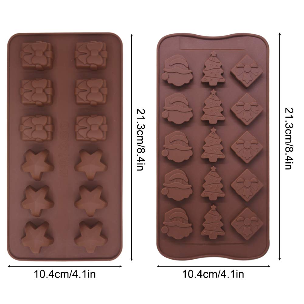 4-Pack Christmas Chocolate Silicone Molds - Small Baking Molds for Cake Decorating, Ice Cube Making, Holiday Party Treats - Perfect for DIY Desserts, Candy Making & Festive Baking