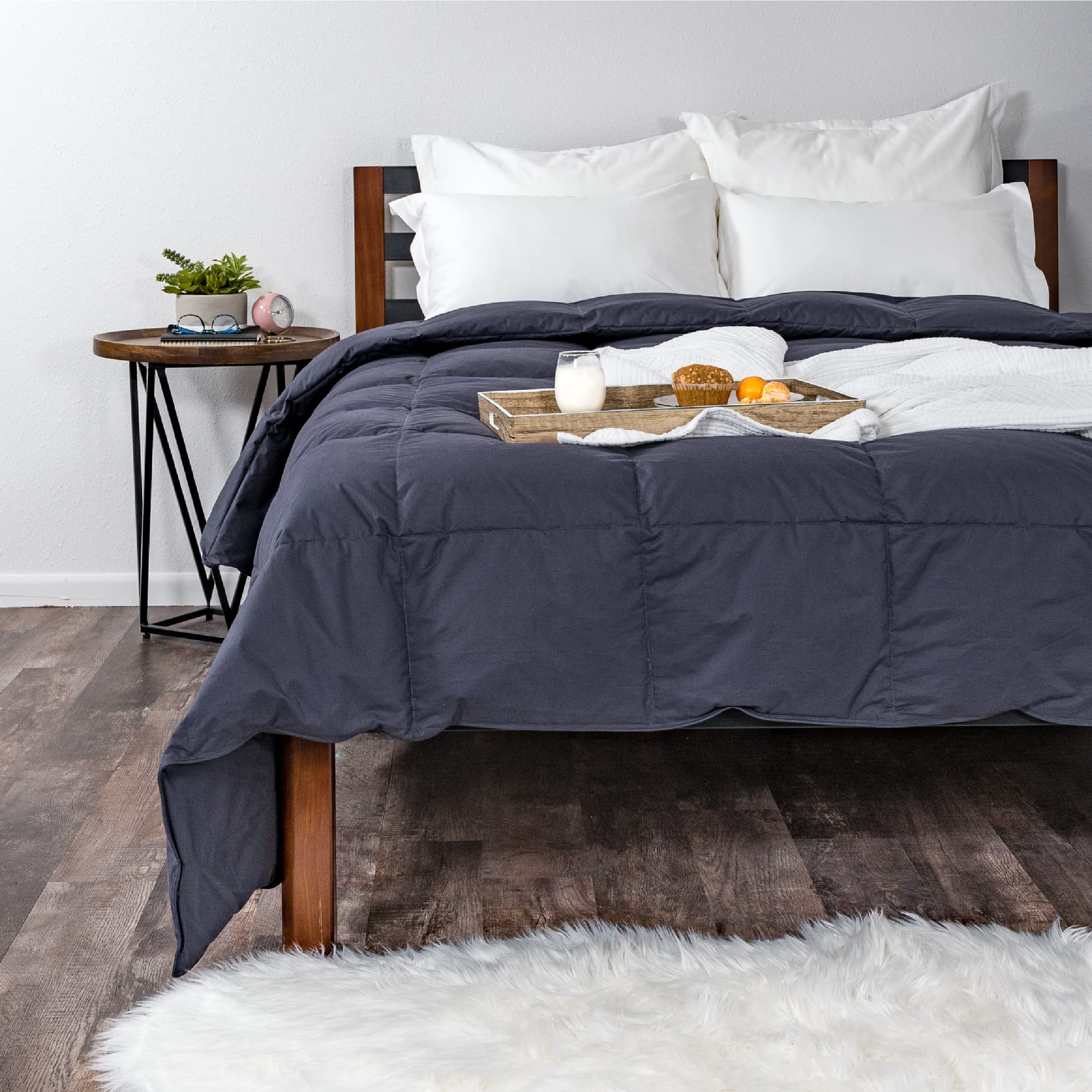 Ameridown Medium Warmth Premier Down Comforter - Full/Queen Size Hypoallergenic Bedding with Duvet Corner Loops - Coal Color for Cozy Winter Nights & Luxury Hotel-Style Sleep