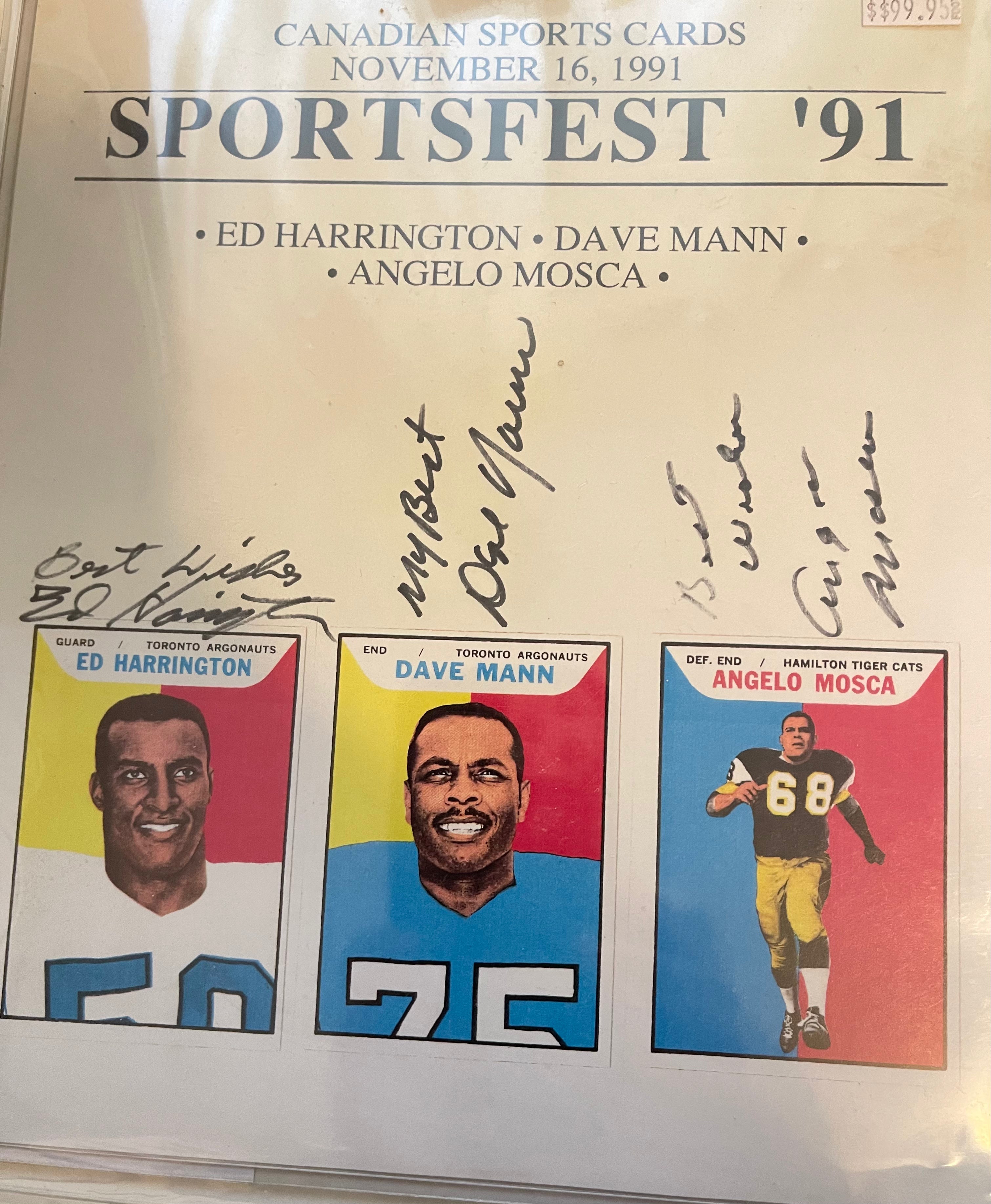 1991 CFL Football Sportsfest Rare Triple Autograph Photo with COA - Vintage Collectible for Sports Memorabilia Fans & Canadian Football League Enthusiasts