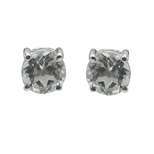 De Buman Sterling Silver Birthstone 5mm Round Genuine Gemstone Stud Earrings - Perfect Gift for Birthday, Anniversary & Special Occasions