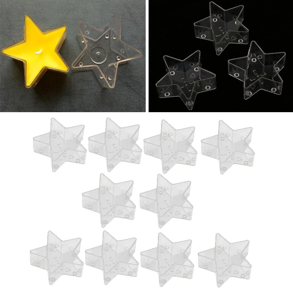 10pcs Clear Plastic Star-Shaped Candle Molds for DIY Candle Making, Soap Making & Home Crafts - Reusable Empty Candle Containers for Aromatherapy, Wedding Decor, Holiday Gifts & Party Favors