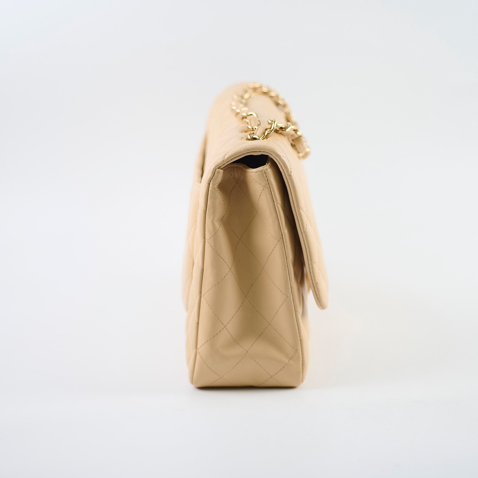 Authentic Chanel Single Flap Jumbo Bag in Beige Lambskin Leather (12 Series 2009) - Luxury Handbag for Women, Perfect for Work, Evening Events & Fashionable Outfits