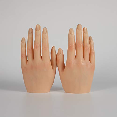 Professional Life-Size Silicone Nail Practice Hand - 18cm Realistic Mannequin Hand for Nail Art Training, Jewelry Display, Ring & Watch Showcase (1 Pair, Skin Tone) - Perfect for Nail Salons, Cosmetology Students & Jewelry Stores
