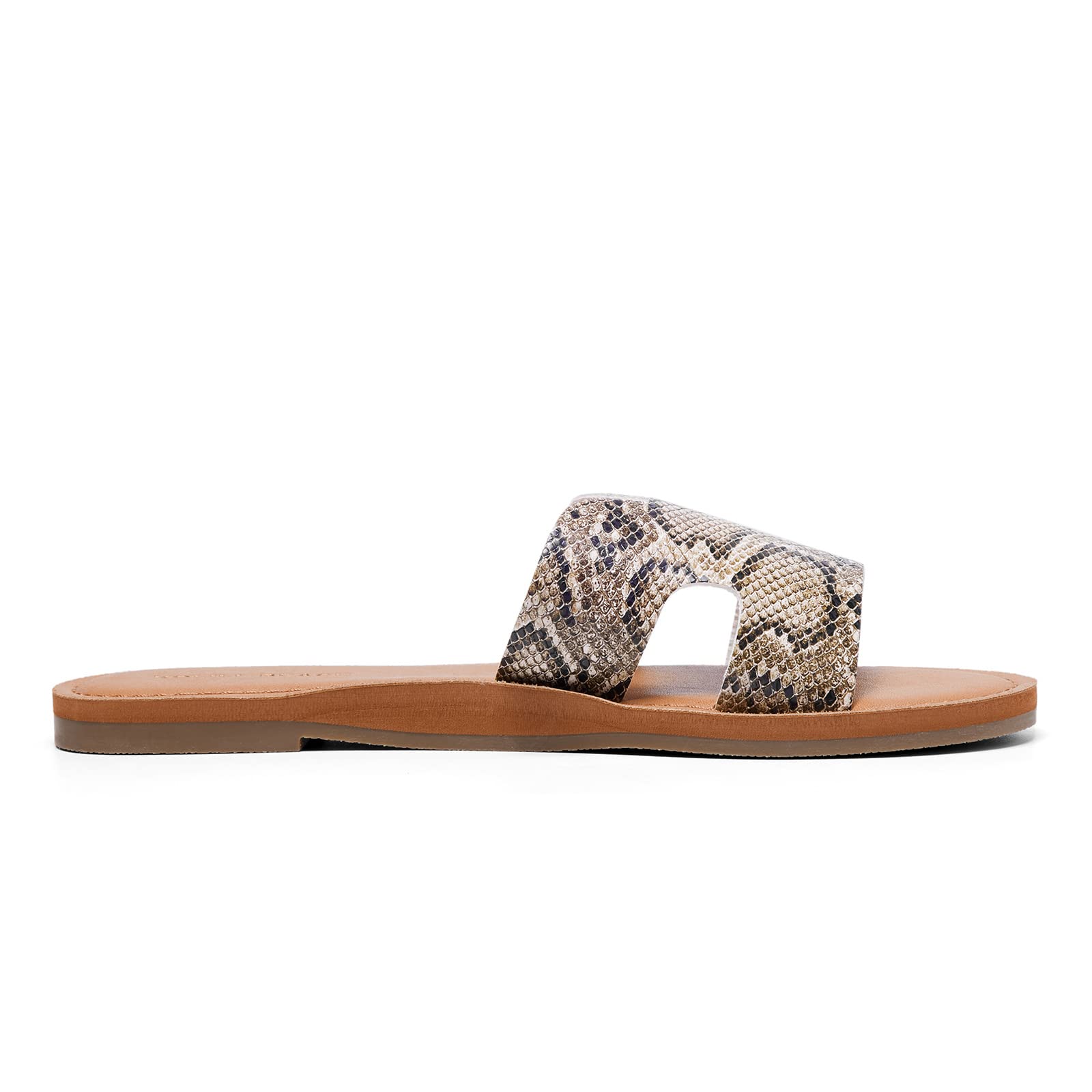 KOLILI Women's Flat Slide Sandals - Summer Fashion H Band Sandals for Casual & Dressy Occasions | Comfortable Beach, Pool, and Outdoor Wear